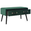 The Living Store Opbergbank Groen Fluweel - 80x40x46cm - 2 lades