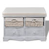 The Living Store Opbergbank - Houten - 62 x 33 x 42 cm - 2 Weefmanden en 2 Lades - Wit