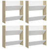 The Living Store Schoenenkast - Wandmodel - 60 x 18 x 60 cm - 2 schuine schappen - Wit en Sonoma eiken