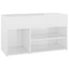 The Living Store Opbergbank 80x30x45 cm - Hoogglans wit - Schoenenkast met 2 schappen en bak