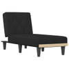 The Living Store Verstelbare Chaise Longue - Zwarte fluwelen bekleding - 55 x 140 x 70 cm - Stabiel multiplex frame