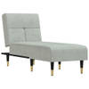 The Living Store Verstelbare Chaise Longue - Fluweel - Lichtgrijs - 55x140x70cm - Multifunctioneel