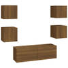 The Living Store Televisiewandmeubelen Bruineiken - TV-meubelset 4x (S) - 1x (L) - 30.5 x 30 x 30 cm (S) - 100 x 30 x