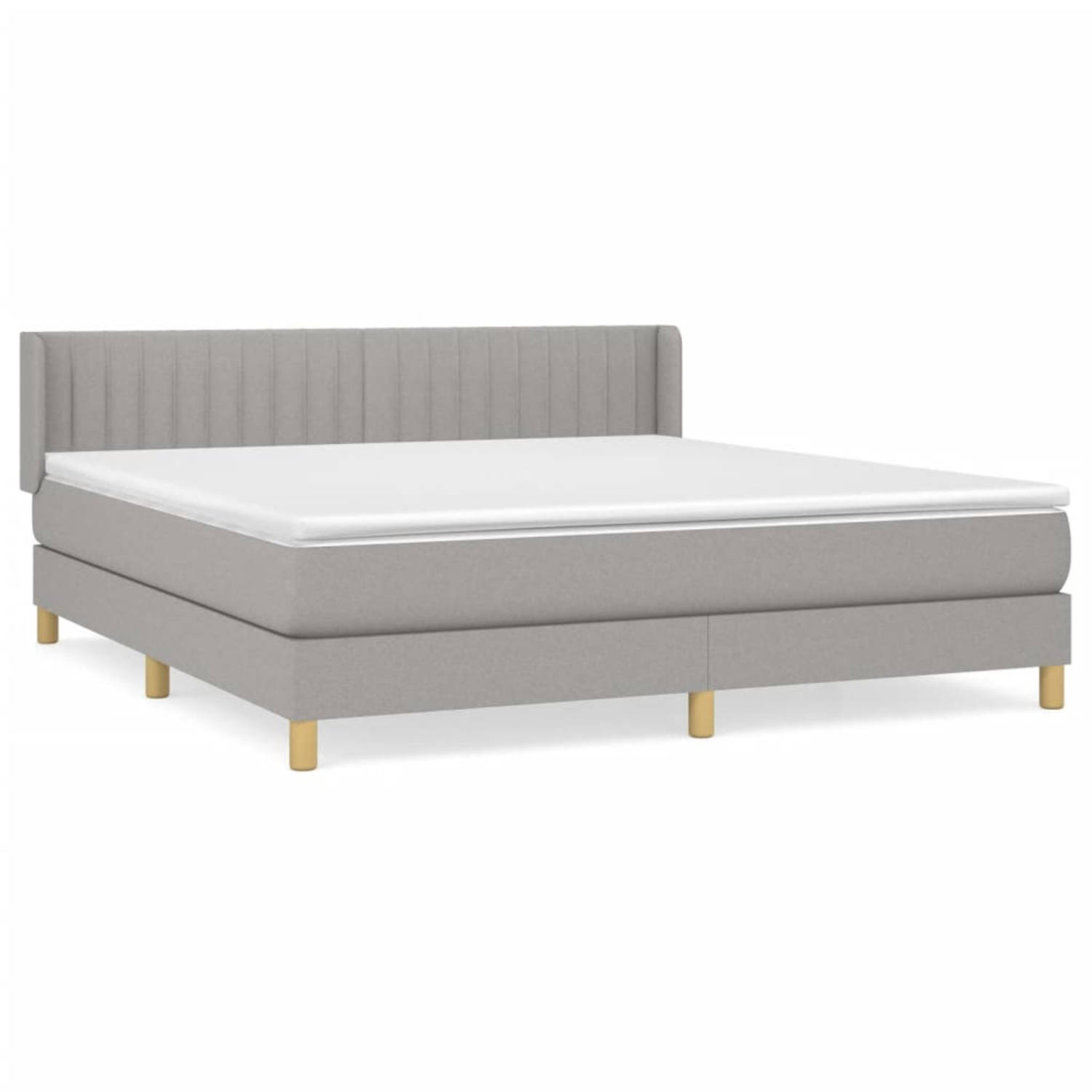 The Living Store Boxspring met matras stof lichtgrijs 180x200 cm - Boxspring - Boxsprings - Bed - Slaapmeubel - Boxspringbed - Boxspring Bed - Tweepersoonsbed - Bed Met Matras - Be