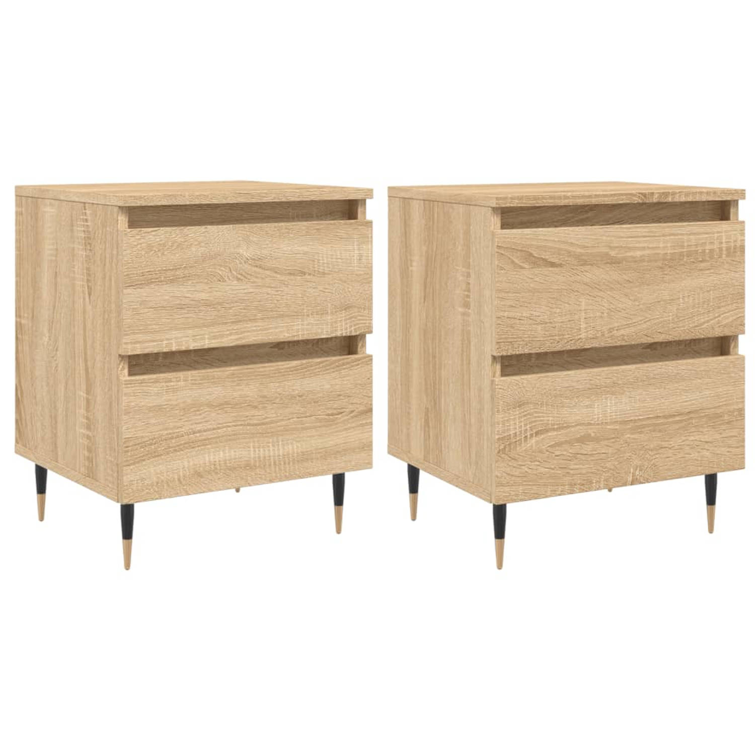 The Living Store Nachtkastjes - Sonoma Eiken - Set van 2 - 40x35x50 cm - Bewerkt Hout - Montage Vereist