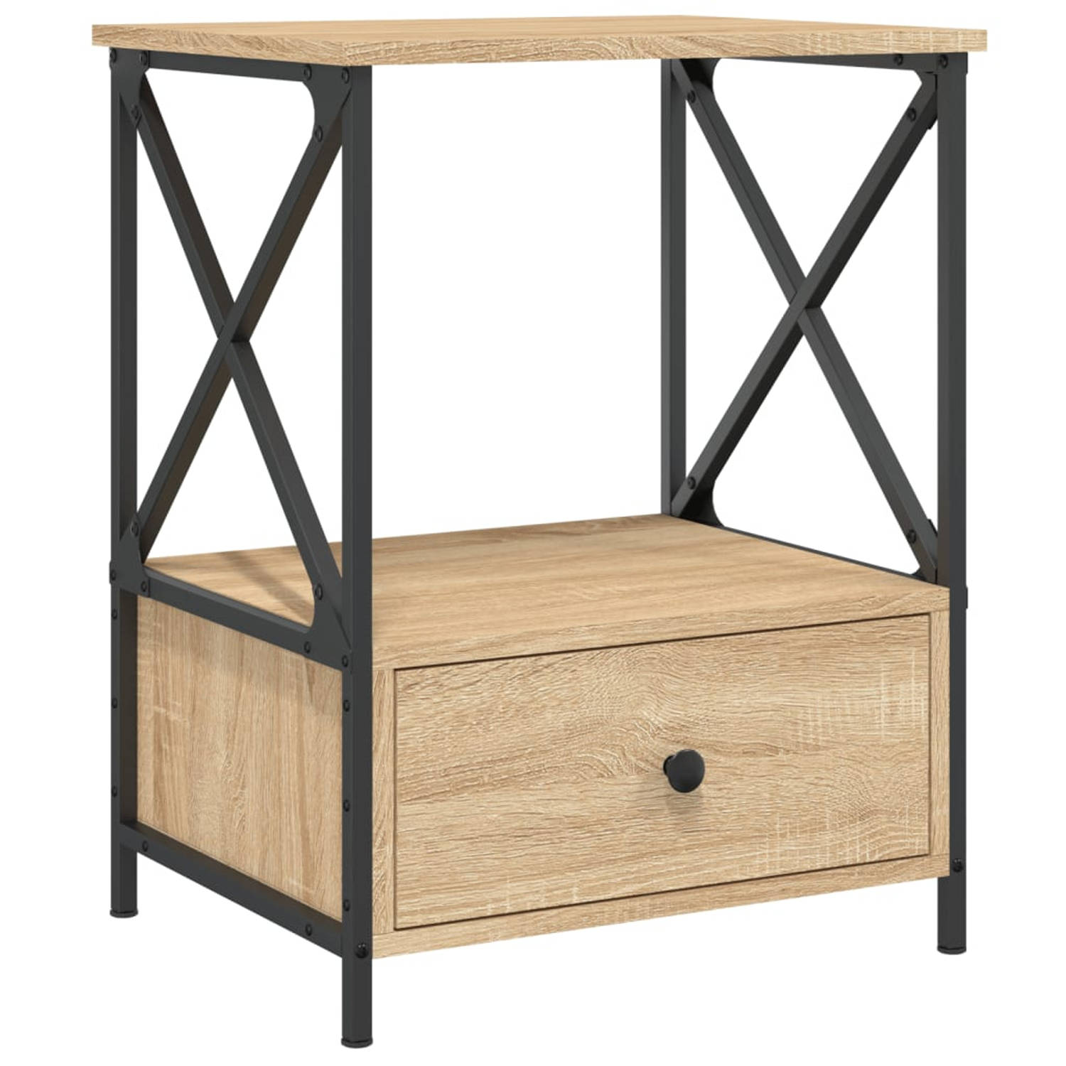 The Living Store Industrial Nachtkastje - Sonoma Eiken - 50x41x65cm - Duurzaam Hout en Ijzer