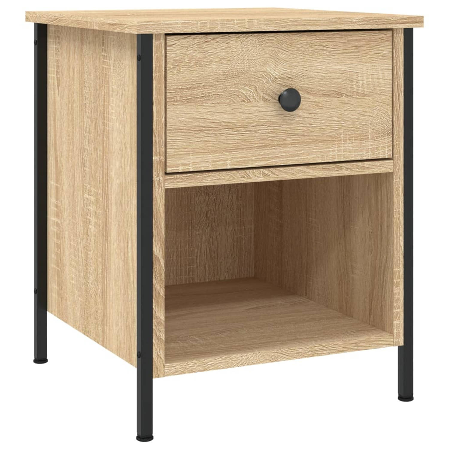 The Living Store Nachtkastje 40x42x50 cm bewerkt hout sonoma eikenkleurig - Kast