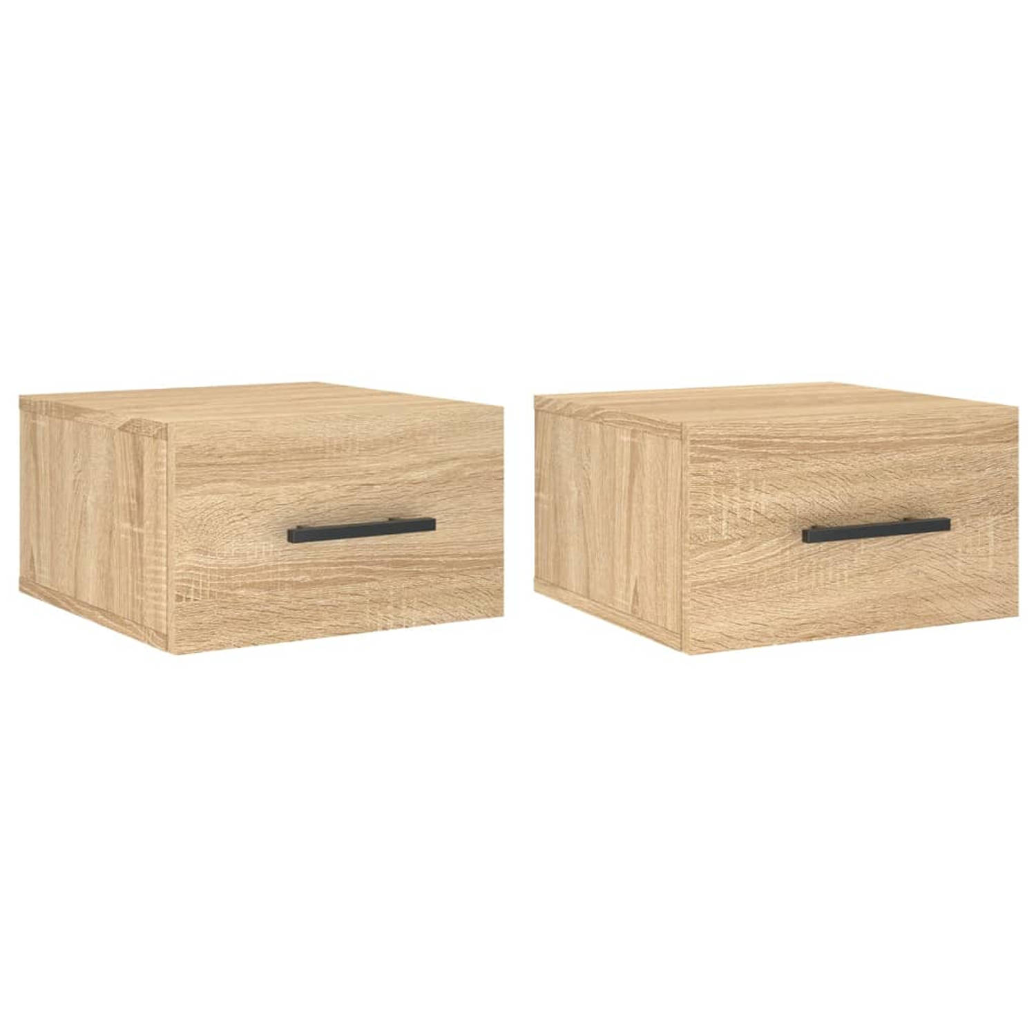 The Living Store Wandnachtkastje 2 stuks - Sonoma eiken - 35 x 35 x 20 cm - Bewerkt hout