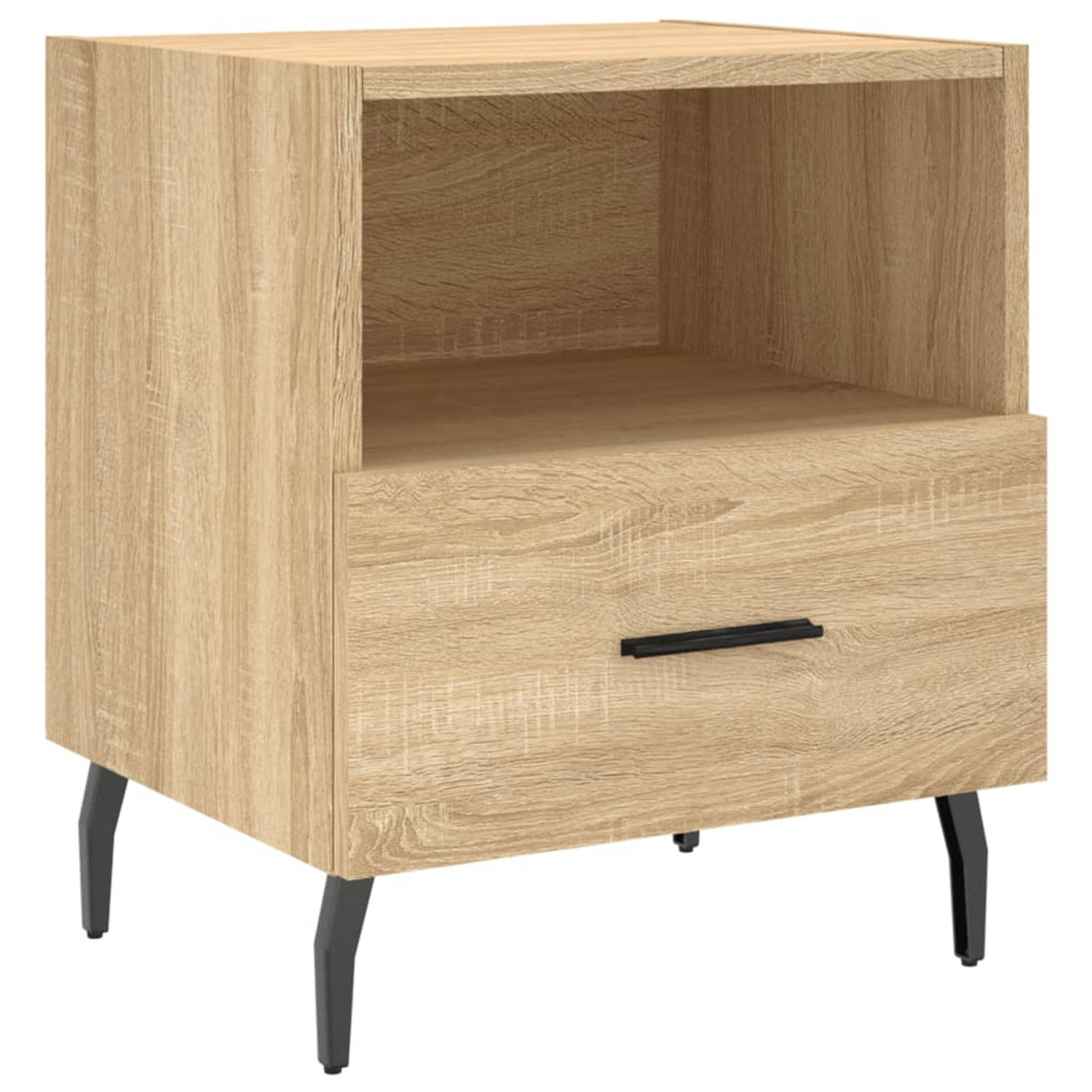 The Living Store Nachtkastje Sonoma Eiken - 40 x 35 x 47.5 cm - Duurzaam hout - Veel opbergruimte