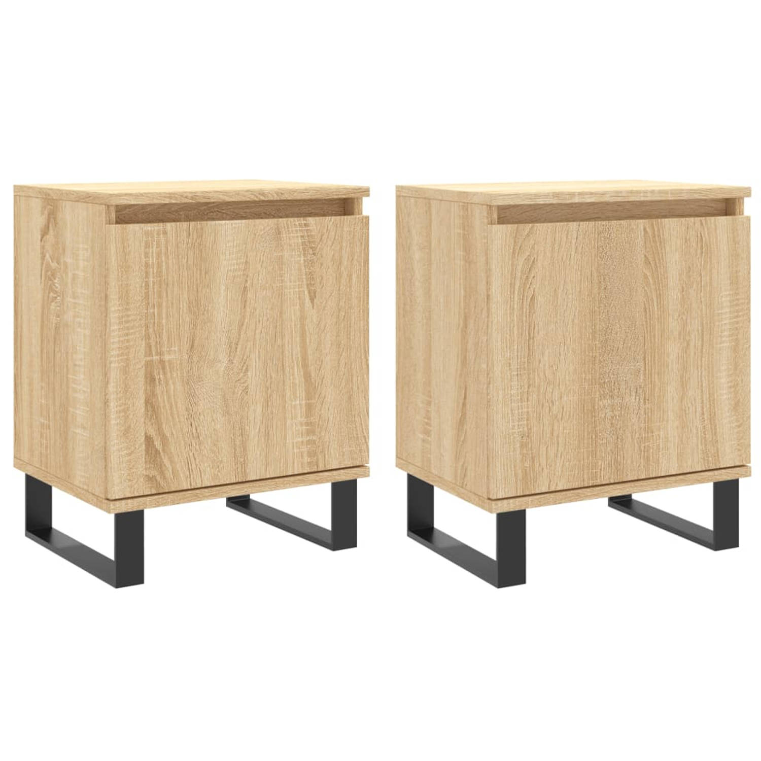 The Living Store Nachtkastjes 2 st 40x30x50 cm bewerkt hout sonoma eikenkleurig - Kast