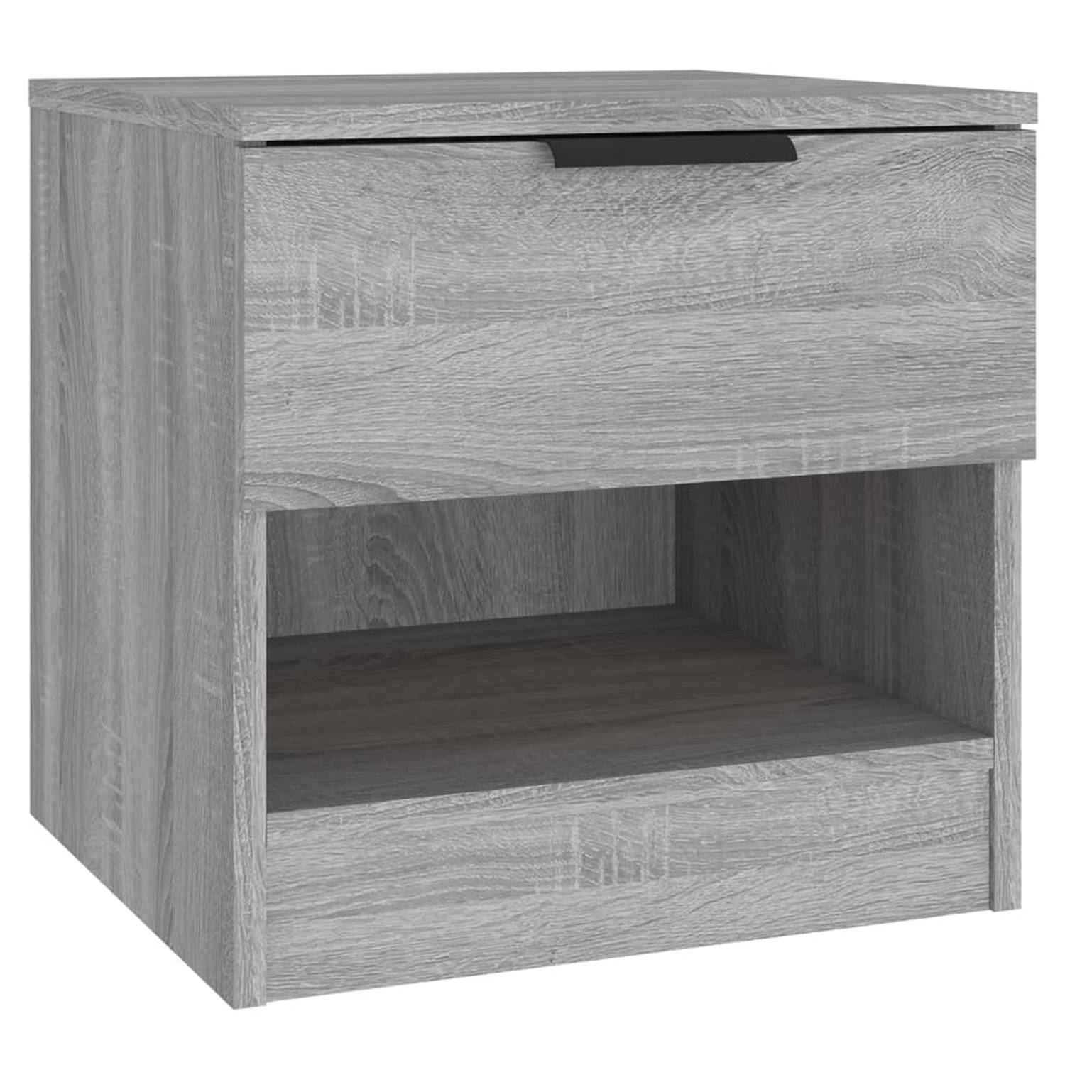 The Living Store Nachtkastje - Elegant - Meubilair - Afmetingen- 40 x 39 x 40 cm - Kleur- Grijs Sonoma Eiken