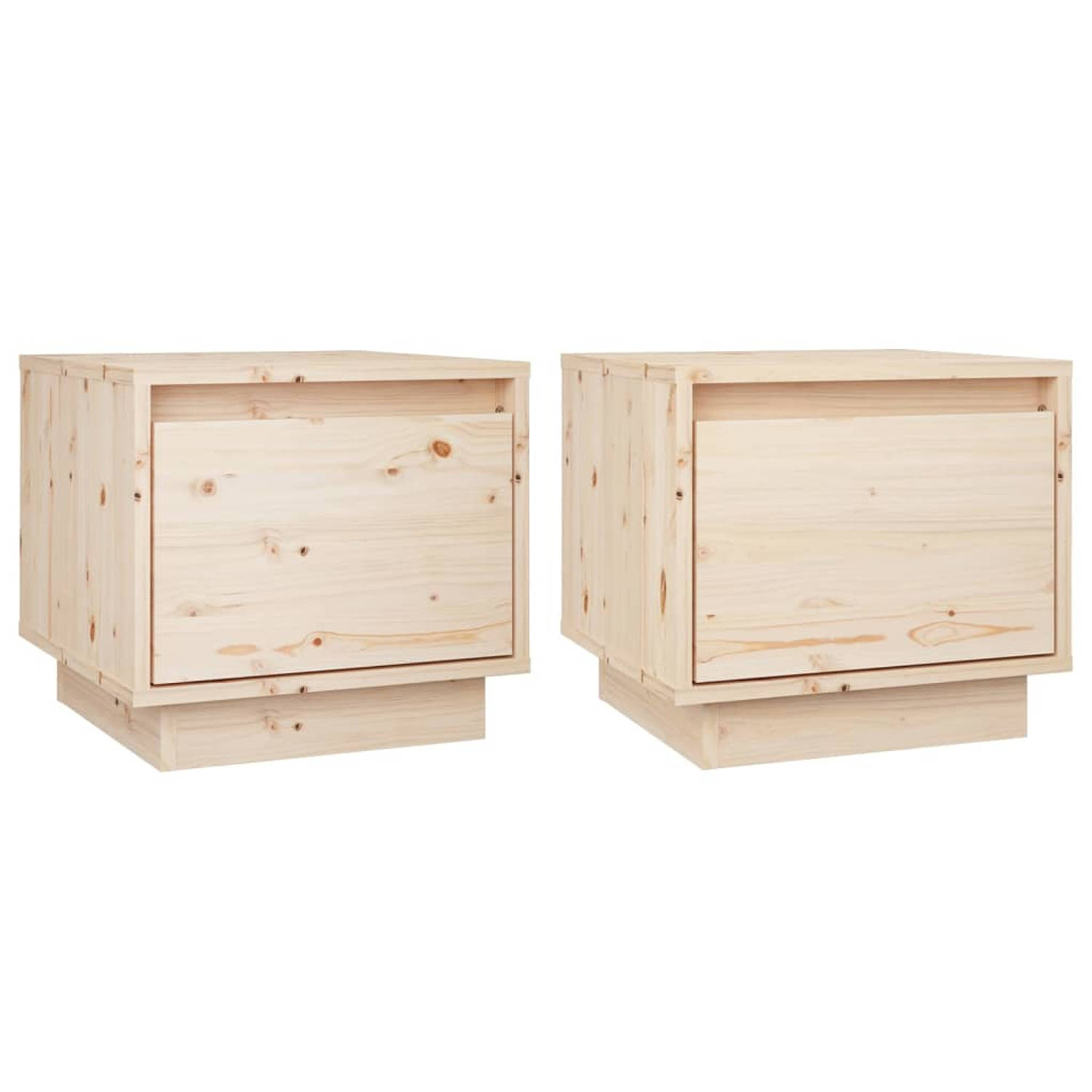 The Living Store Bedkastjes Grenenhout - 35x34x32 cm - Onbehandeld