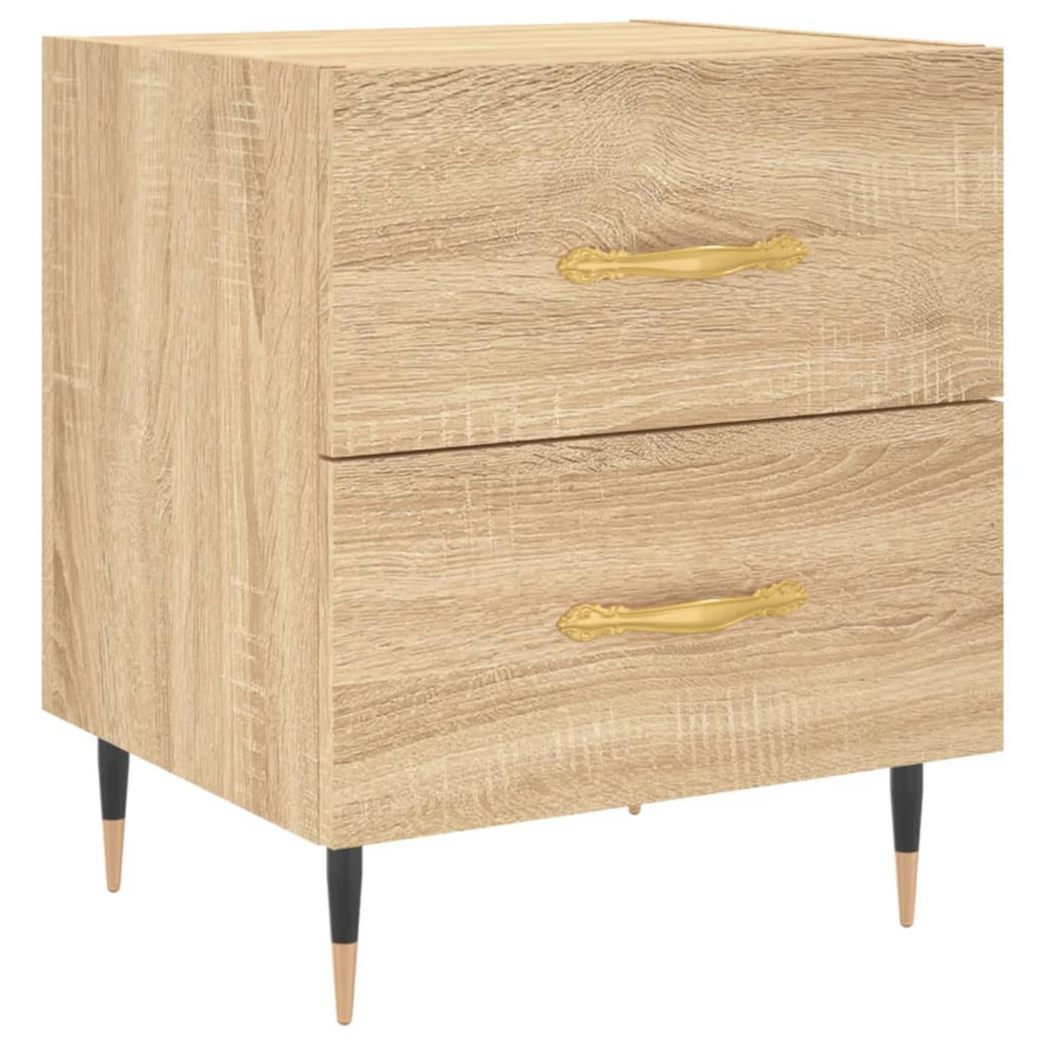 The Living Store Nachtkastje Sonoma Eiken - 40x35x47.5 cm - Duurzaam Hout en Metaal