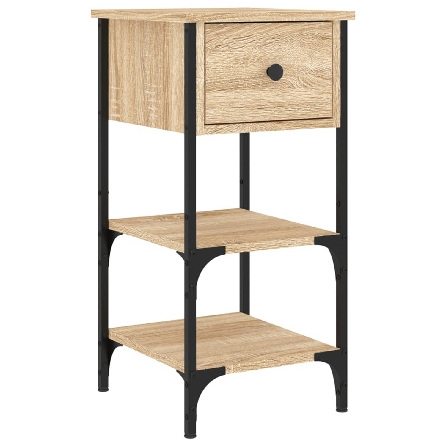 The Living Store Nachtkastje Sonoma Eiken - 34 x 36 x 70 cm - Duurzaam Hout en Ijzer