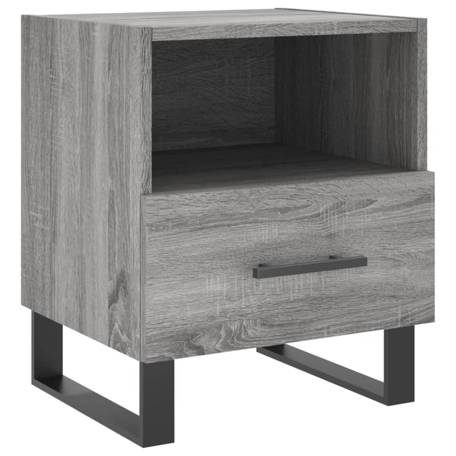 The Living Store Nachtkastje - Moderne Charme - Meubel - 40x35x47.5 cm - Grijs Sonoma Eiken