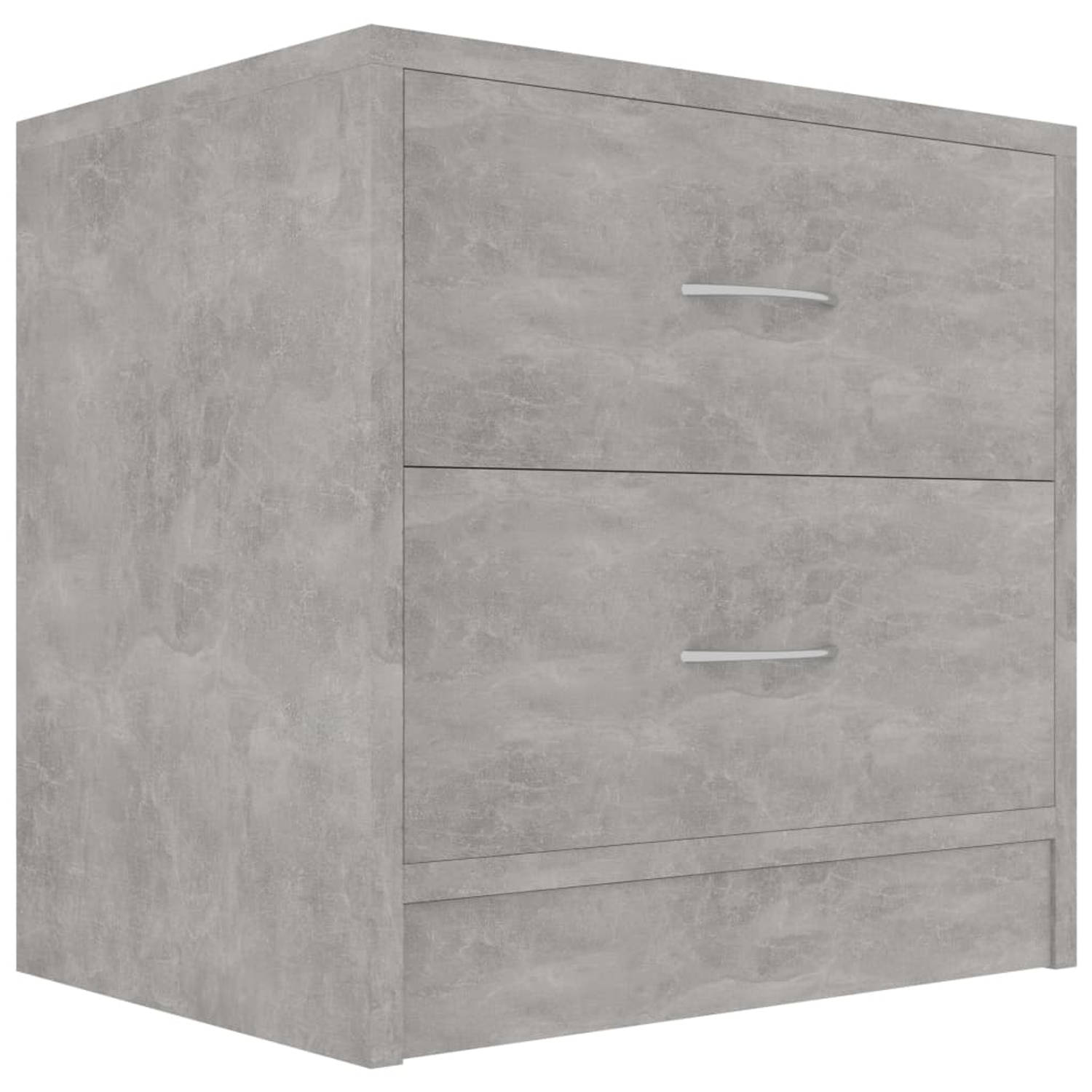 The Living Store Nachtkastje Betongrijs - Spaanplaat - 40 x 30 x 40 cm - Met 2 lades