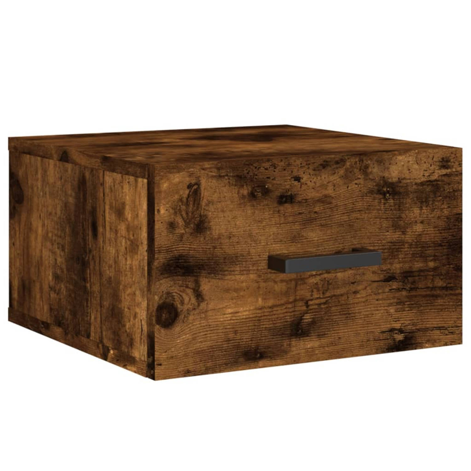 The Living Store Nachtkastje - Wandgemonteerd - Gerookt Eiken - 35 x 35 x 20 cm - Duurzaam Hout