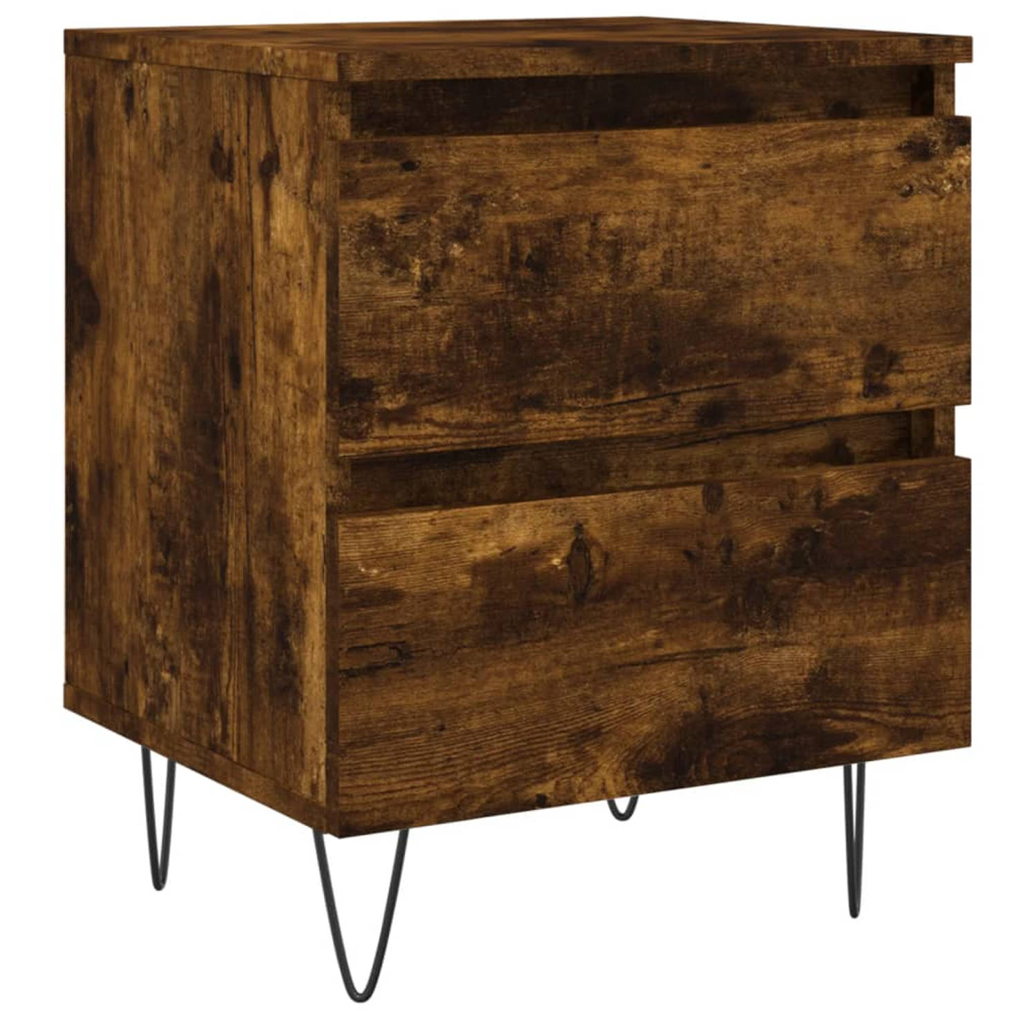 The Living Store Nachtkastje Smoked Oak - Elegant Design - Afmetingen- 40 x 35 x 50 cm - Duurzaam bewerkt hout