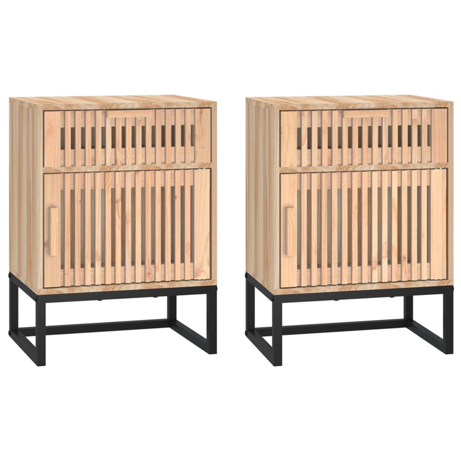 The Living Store Nachtkastjes 2 st 40x30x55-5 cm bewerkt hout en ijzer - Kast