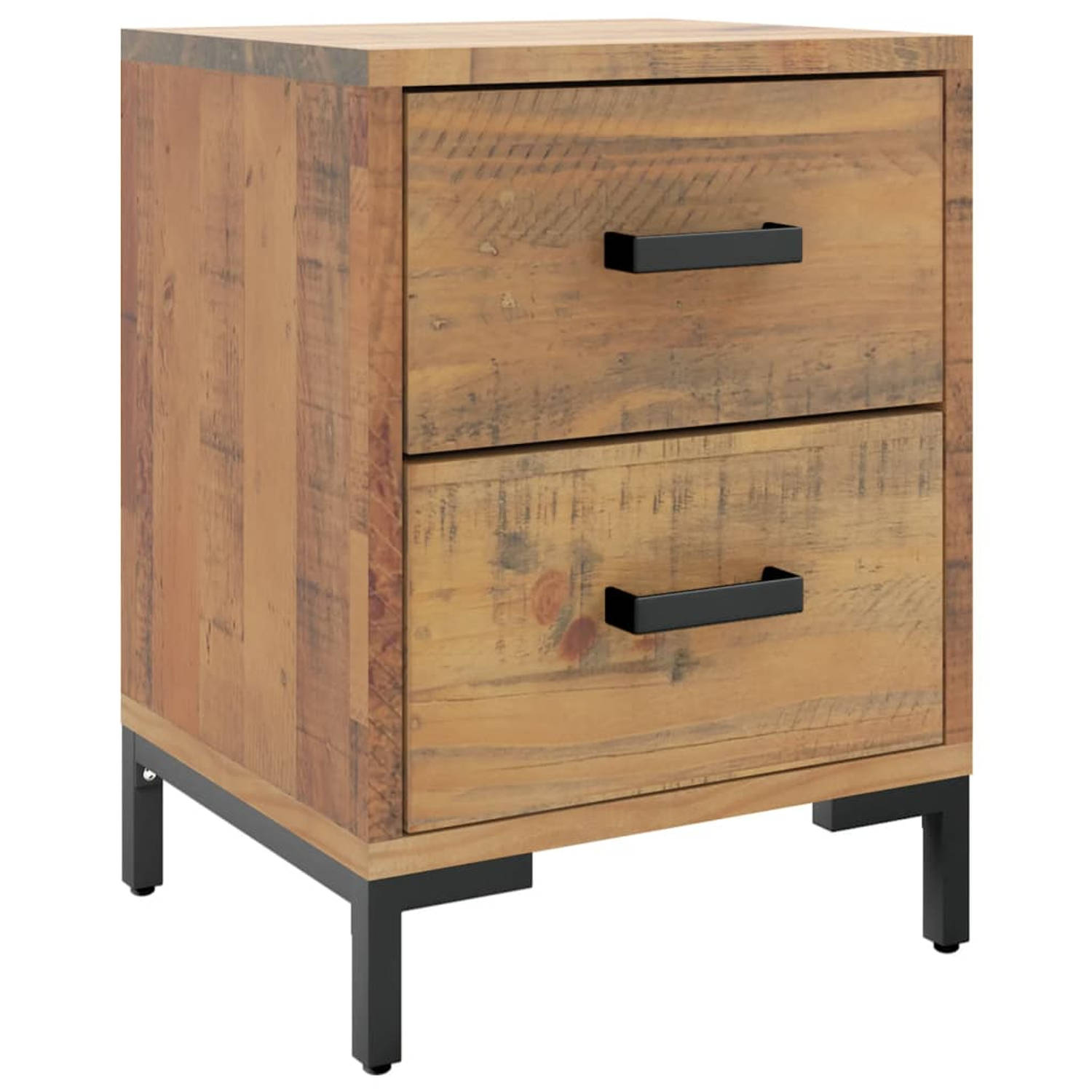 The Living Store Nachtkastje 36x30x45 cm gerecycled massief grenenhout bruin - Kast
