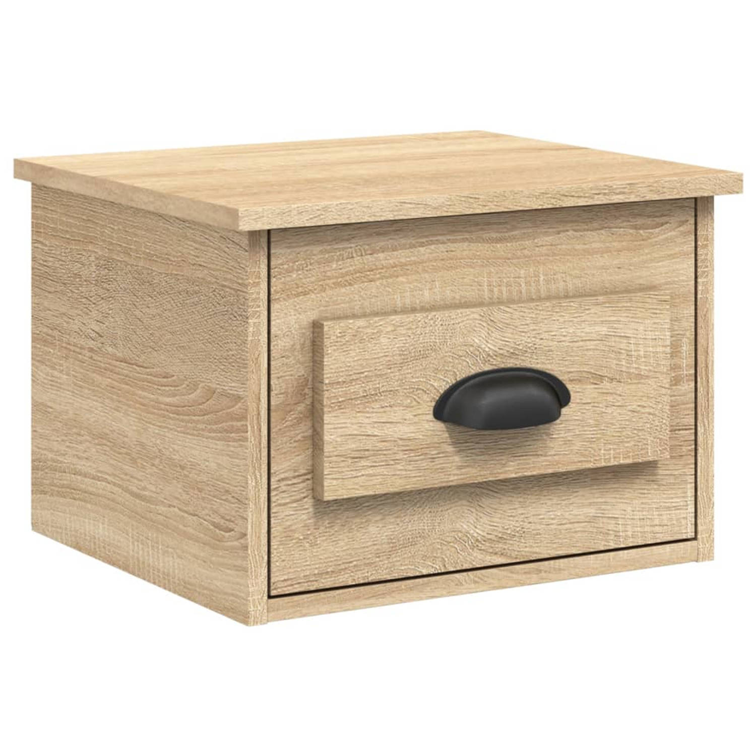 The Living Store Wandgemonteerd nachtkastje - Sonoma eiken - 41.5 x 36 x 28 cm - Duurzaam hout