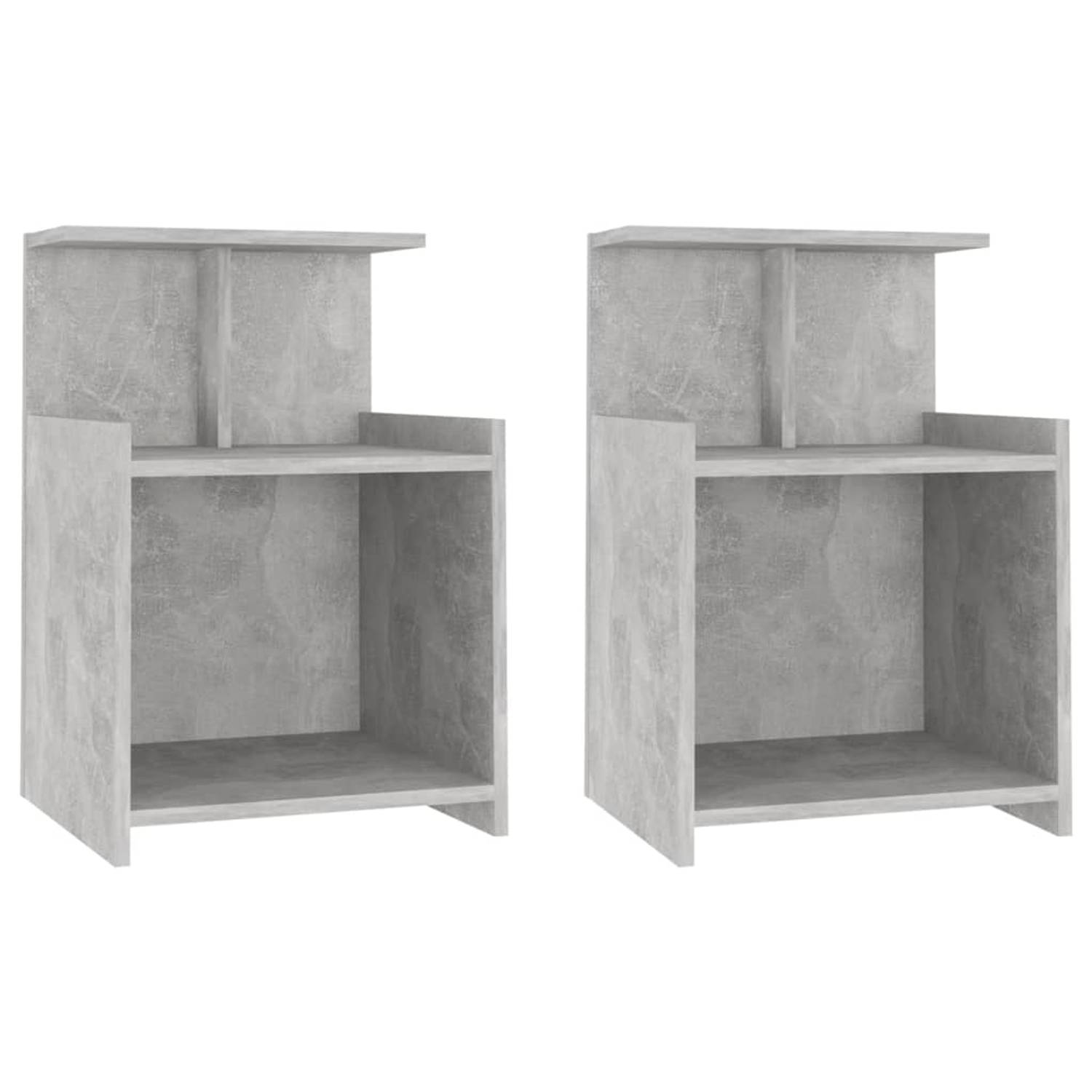 The Living Store Nachtkastjes - Betongrijs - 40 x 35 x 60 cm - 3 Open schappen