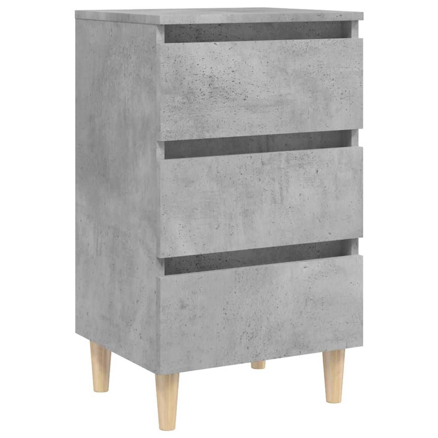 The Living Store Bedkastje Scandinavisch Betongrijs - 40 x 35 x 69 cm - 3 lades