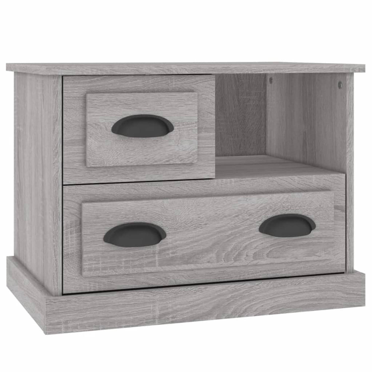 The Living Store Nachtkastje 60x39x45 cm grijs sonoma eikenkleurig - Kast