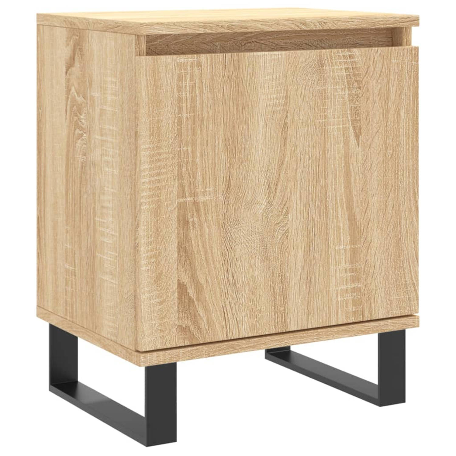 The Living Store Nachtkastje Sonoma Eiken - Hout en IJzer - 40x30x50 cm