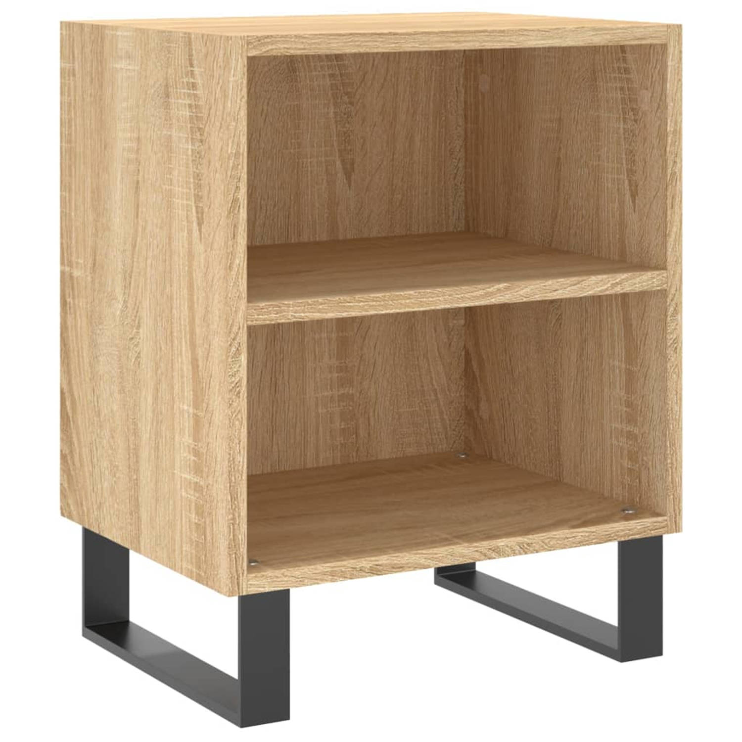 The Living Store Nachtkastje - Sonoma eiken - 40 x 30 x 50 cm - Bewerkt hout en ijzer