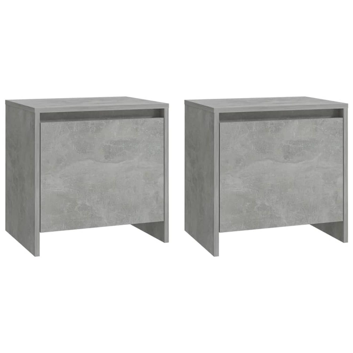 The Living Store Nachtkastjes - Elegant - Set - 45 x 34 x 44.5 cm - Betongrijs