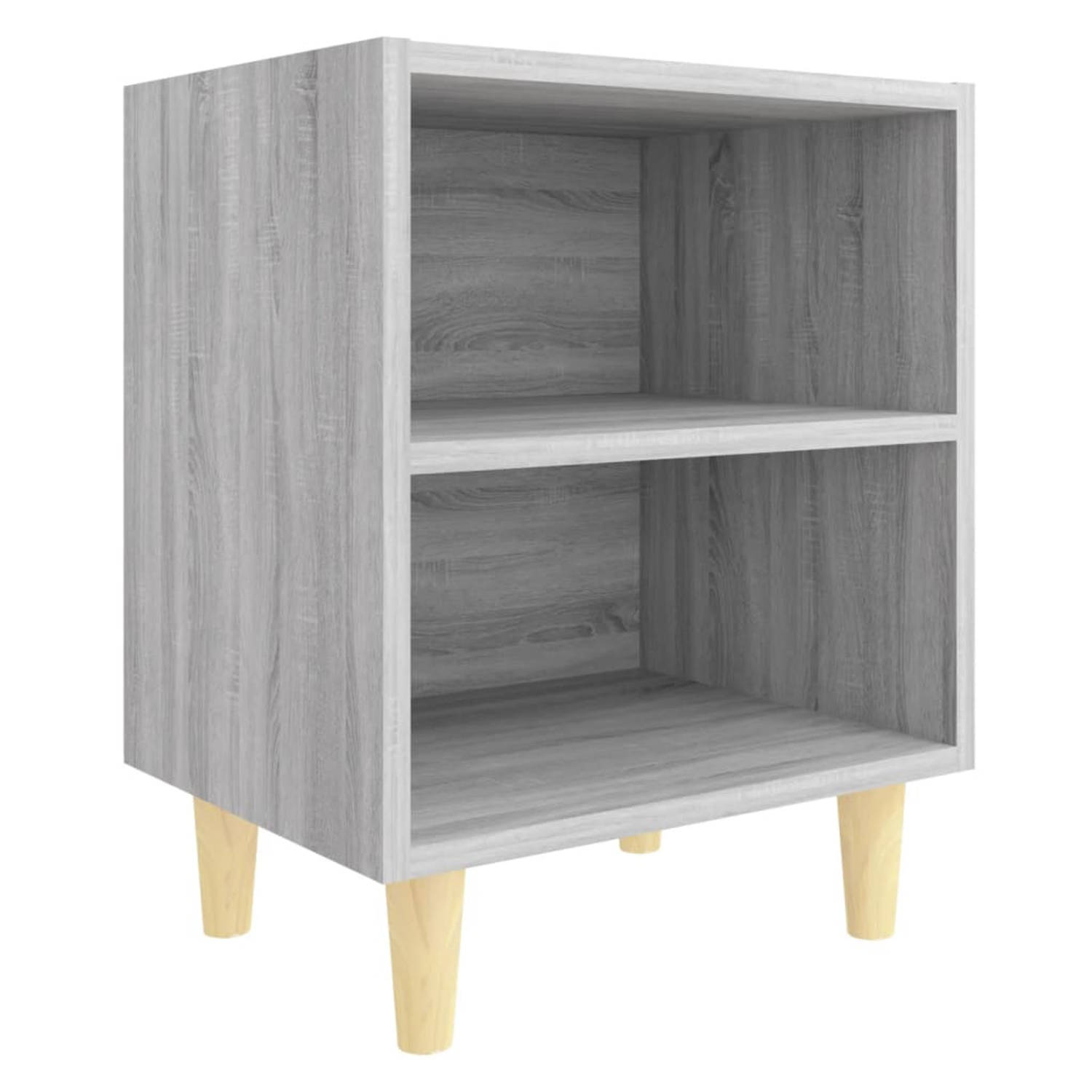 The Living Store Nachtkastje met houten poten 40x30x50 cm grijs sonoma eiken - Kast