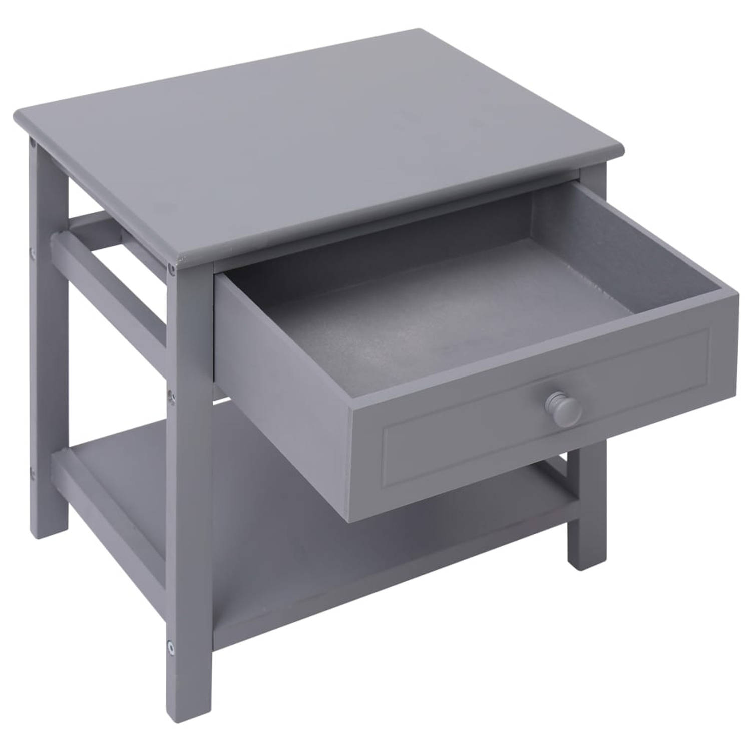 The Living Store Nachtkastje - Grey - 40 x 29 x 42 cm - Smooth drawer - Easy assembly