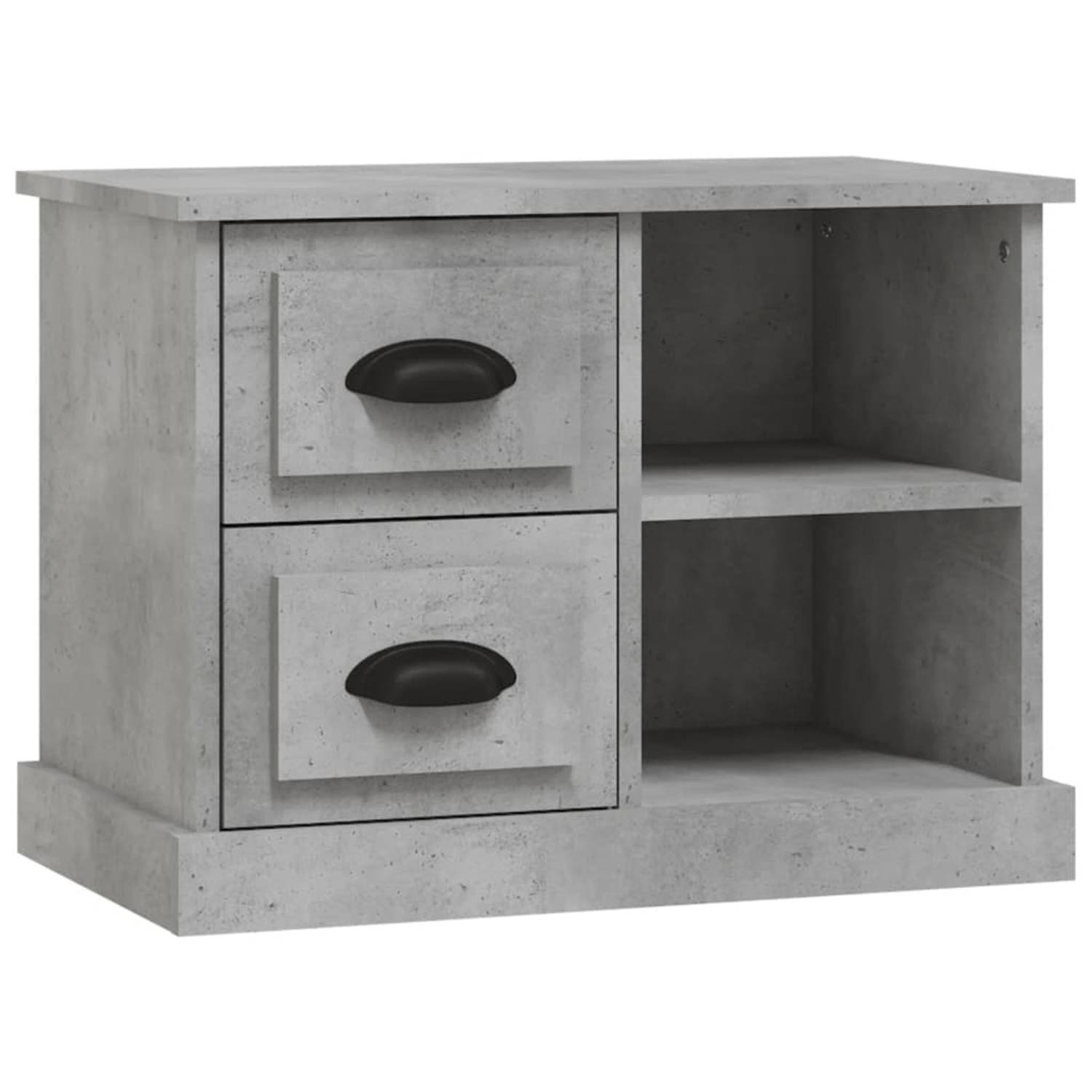 The Living Store Nachtkastje - Betongrijs - 60 x 35.5 x 45 cm - Duurzaam hout