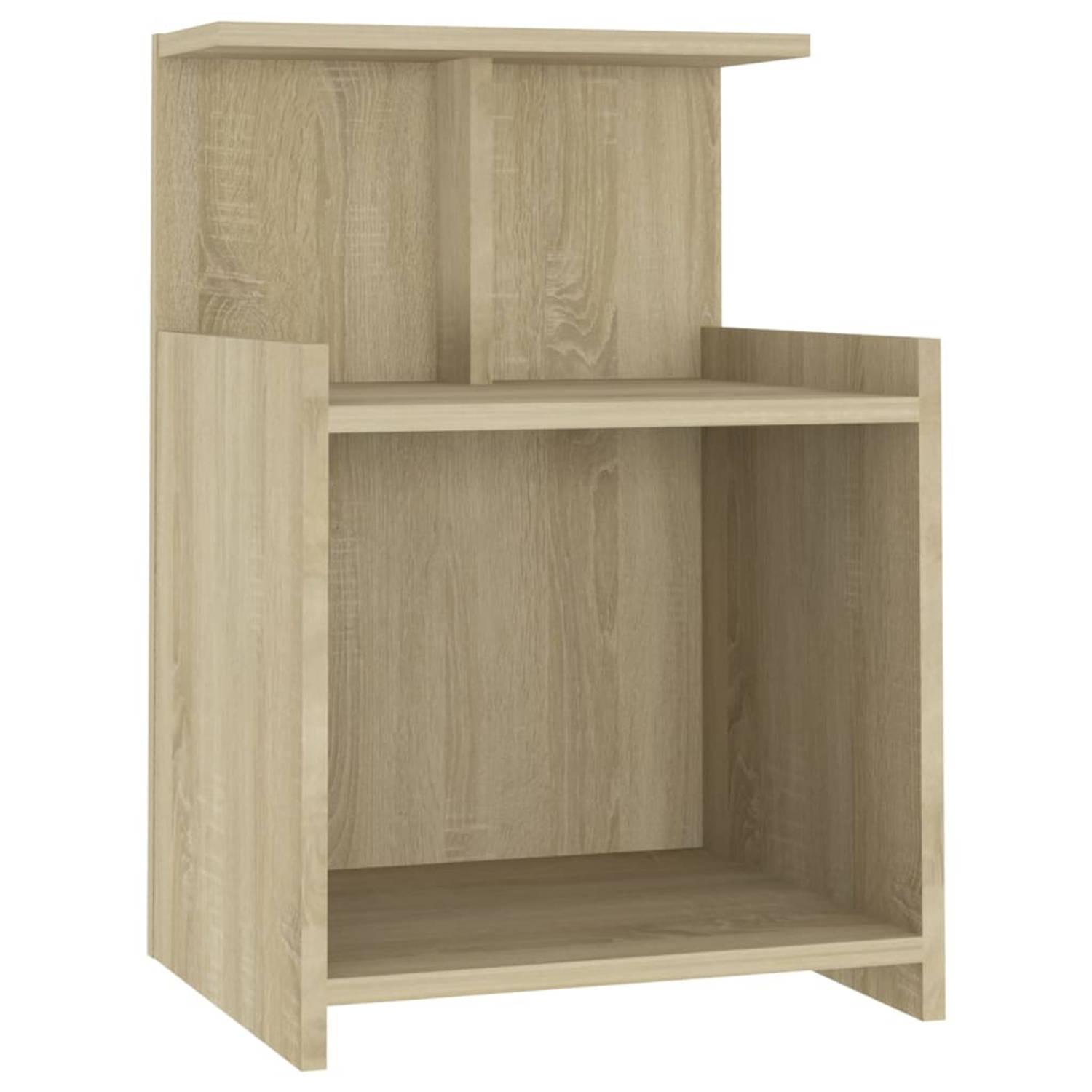 The Living Store Nachtkastje - Sonoma Eiken - 40 x 35 x 60 cm - Met 3 schappen