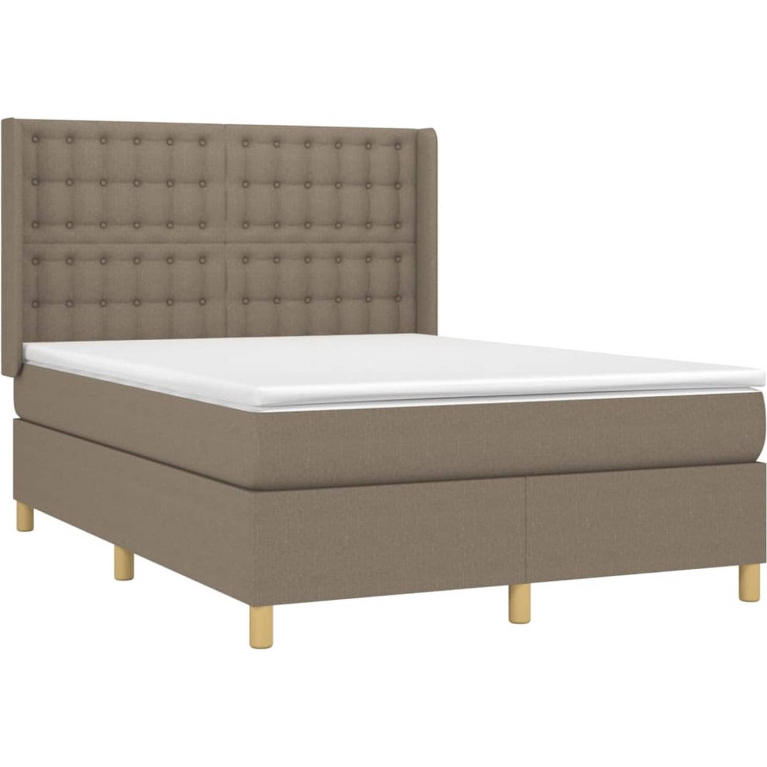 The Living Store Boxspringbed - Pocketvering 140x200 - Taupe