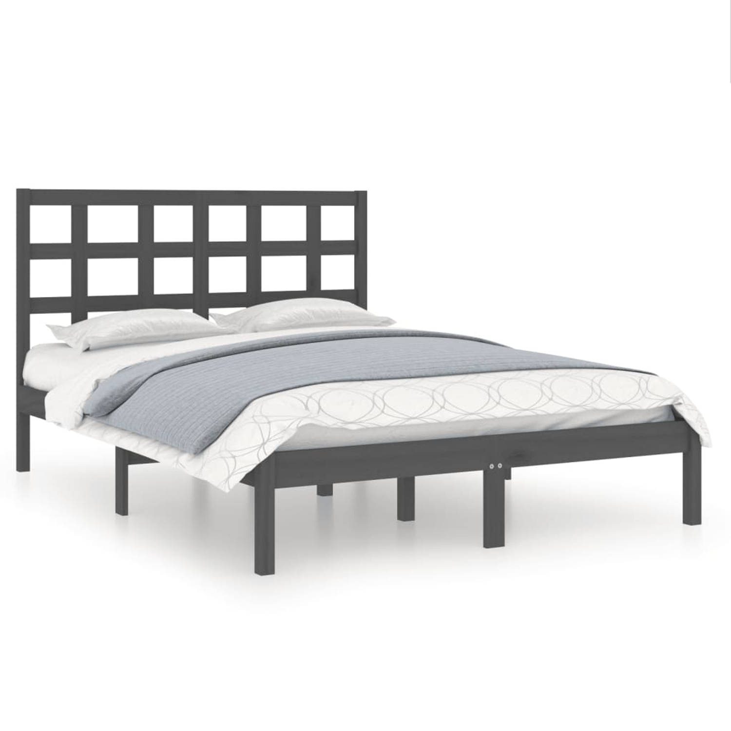 The Living Store Bedframe massief hout grijs 180x200 cm 6FT Super King - Bedframe - Bedframes - Tweepersoonsbed - Bed - Bedombouw - Dubbel Bed - Frame - Bed Frame - Ledikant - Hout