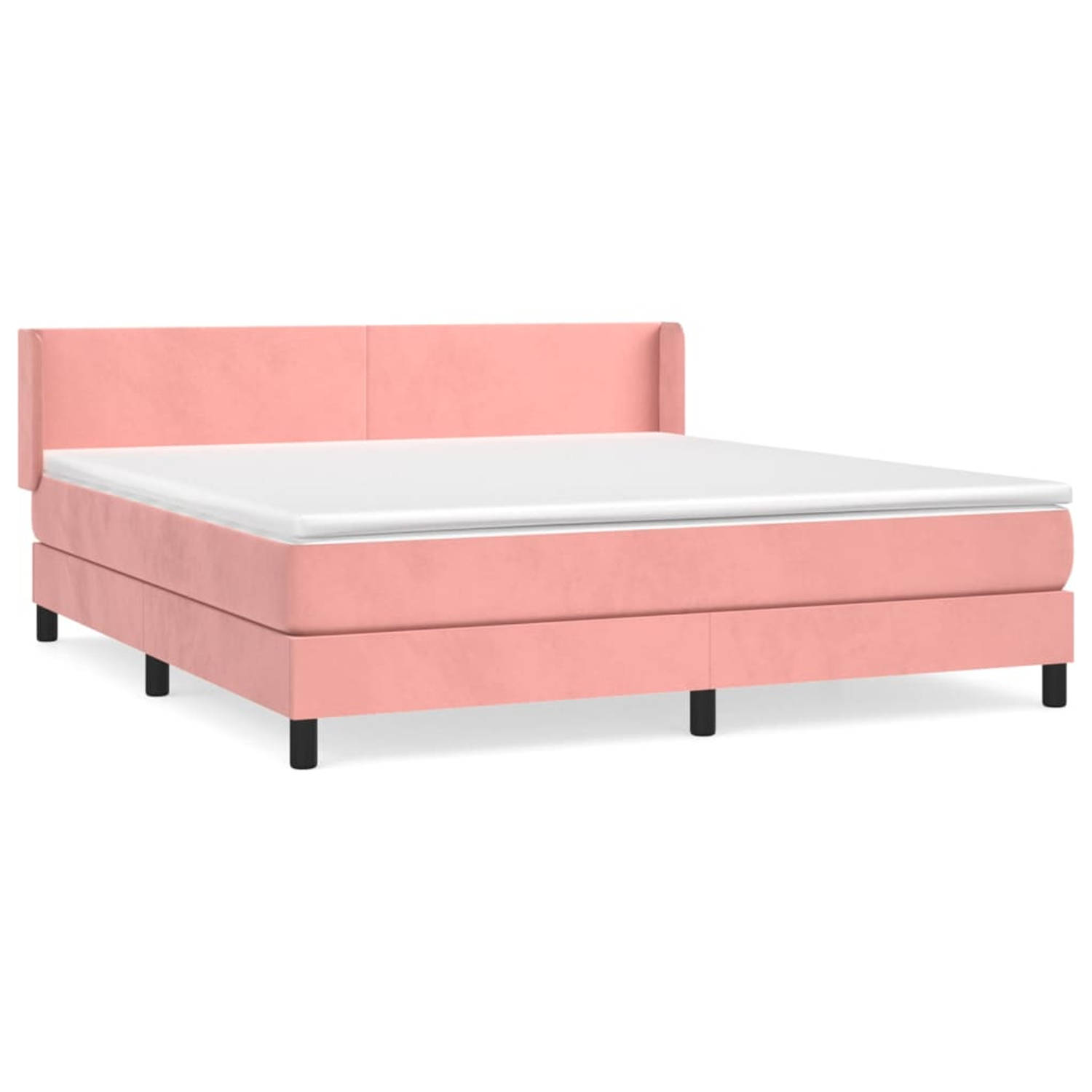 The Living Store Boxspring met matras fluweel roze 180x200 cm - Bed