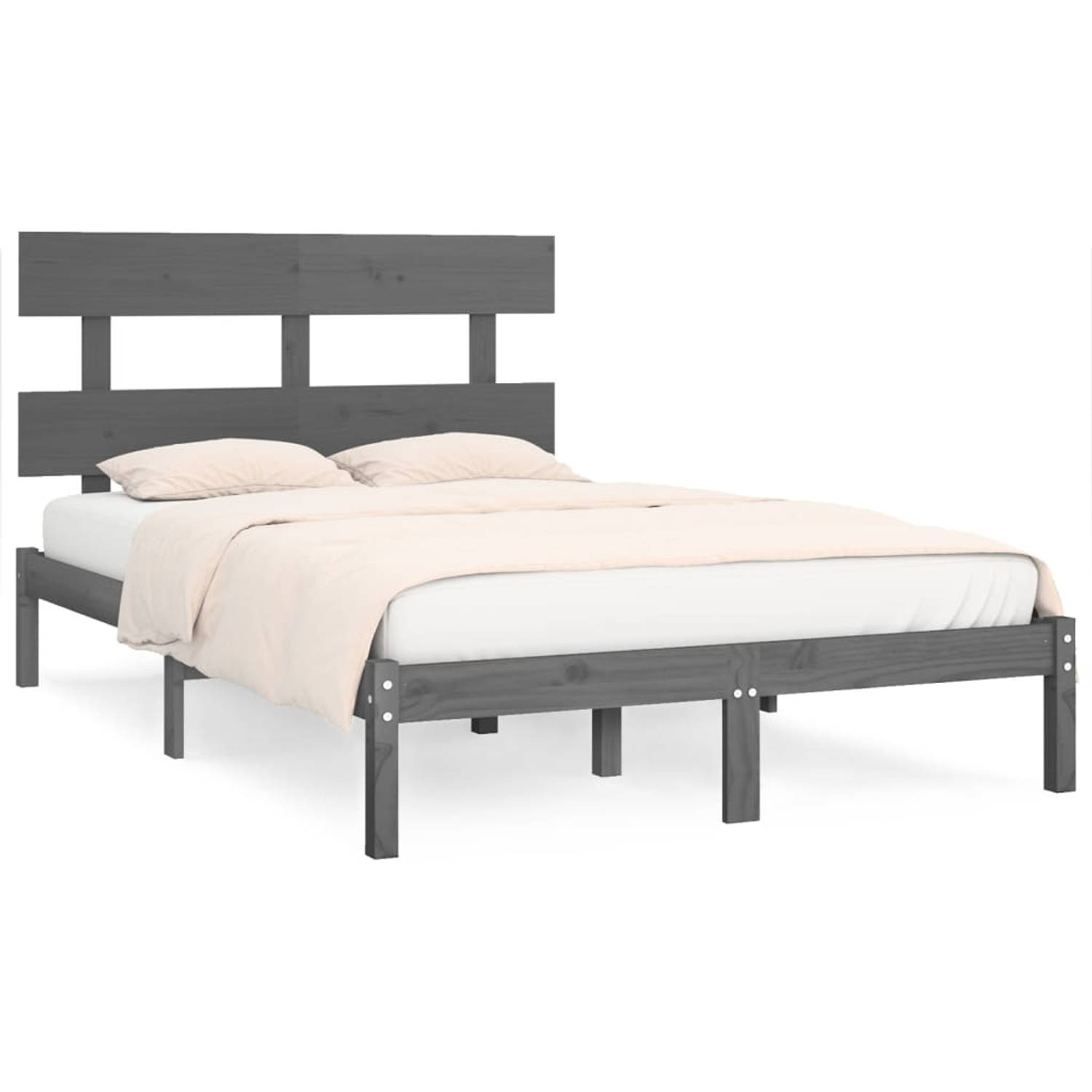 The Living Store Bedframe massief hout grijs 180x200 cm 6FT Super King - Bedframe - Bedframes - Tweepersoonsbed - Bed - Bedombouw - Dubbel Bed - Frame - Bed Frame - Ledikant - Bedf