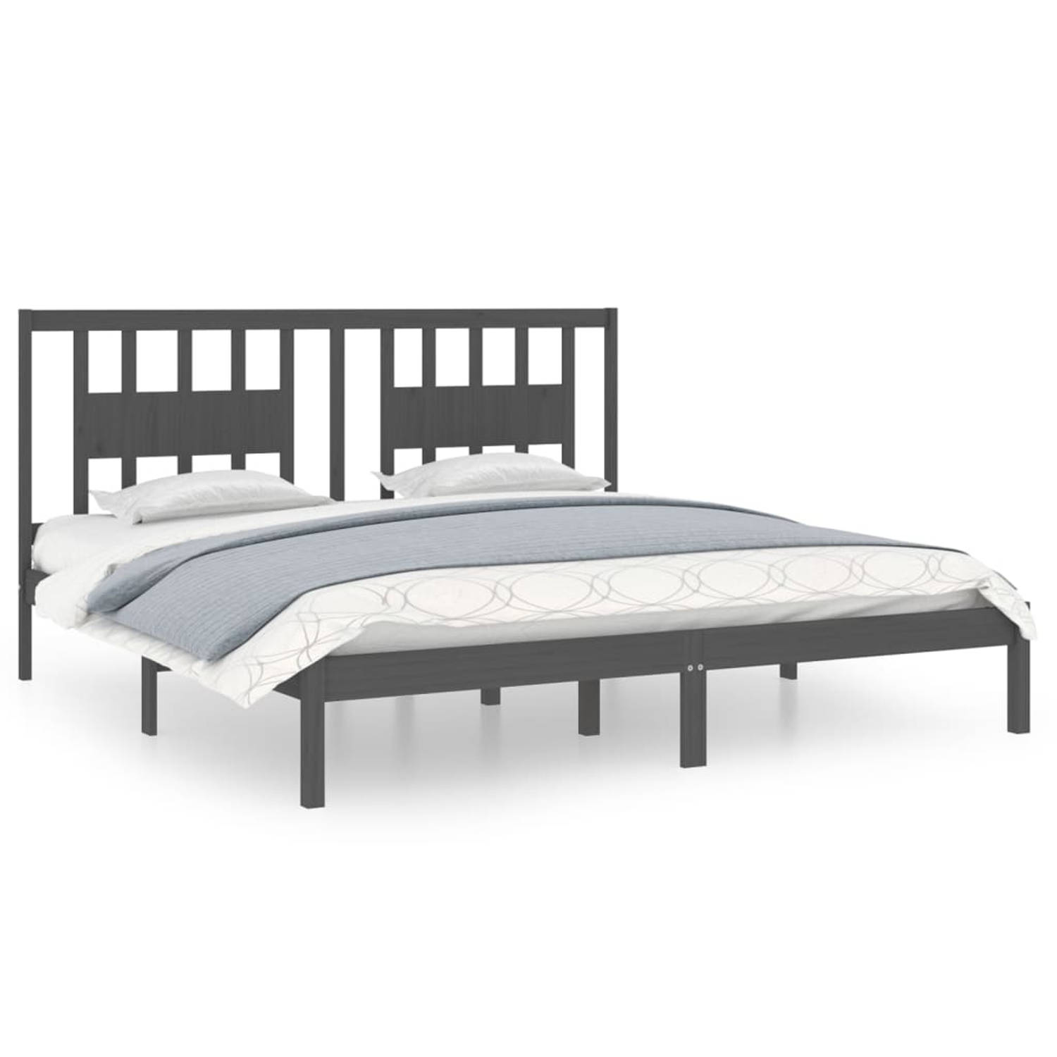 The Living Store Bedframe massief hout grijs 180x200 cm 6FT Super King - Bedframe - Bedframes - Tweepersoonsbed - Bed - Bedombouw - Dubbel Bed - Frame - Bed Frame - Ledikant - Hout