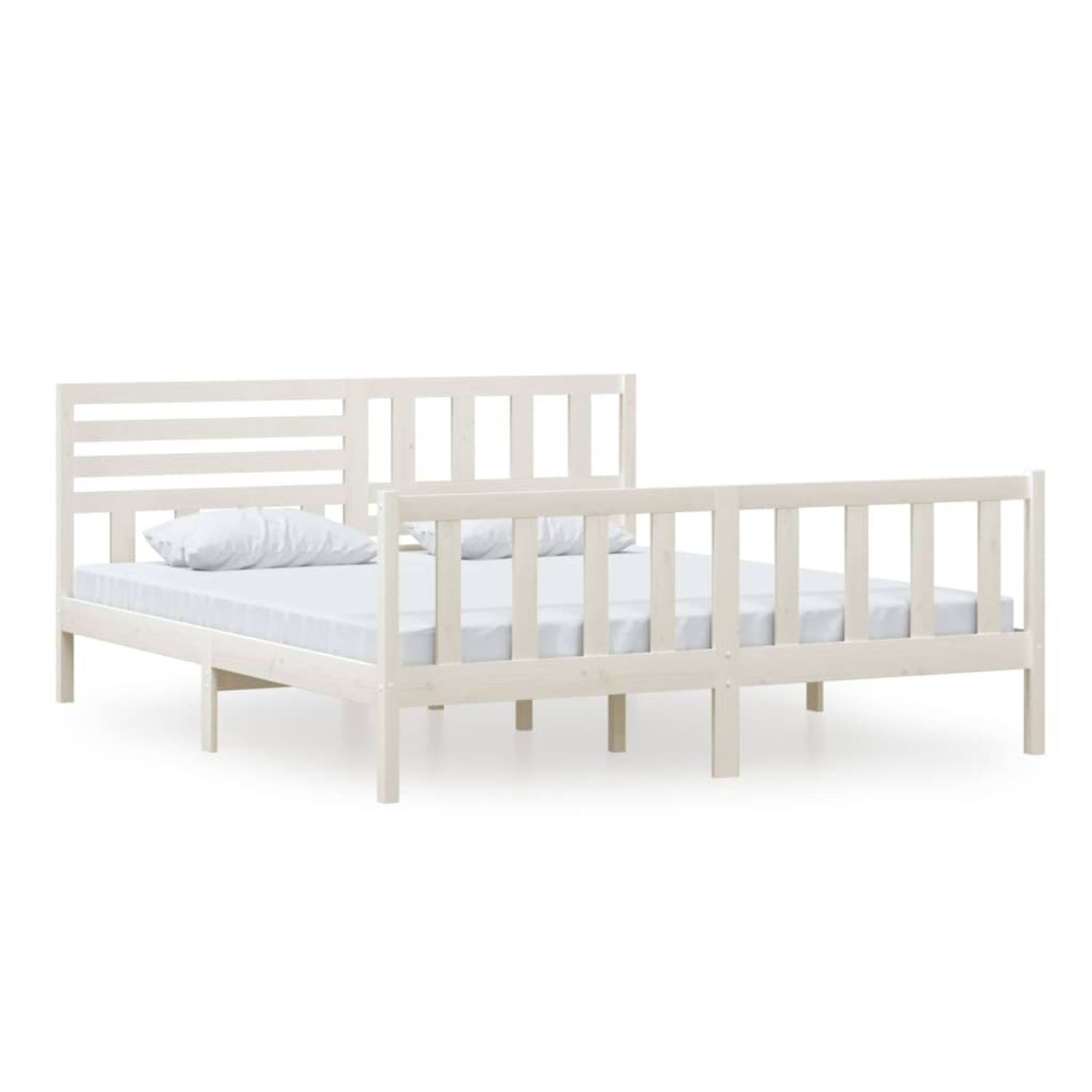 The Living Store Bedframe massief hout wit 180x200 cm 6FT Super King - Bedframe - Bedframes - Tweepersoonsbed - Bed - Bedombouw - Dubbel Bed - Frame - Bed Frame - Ledikant - Bedfra