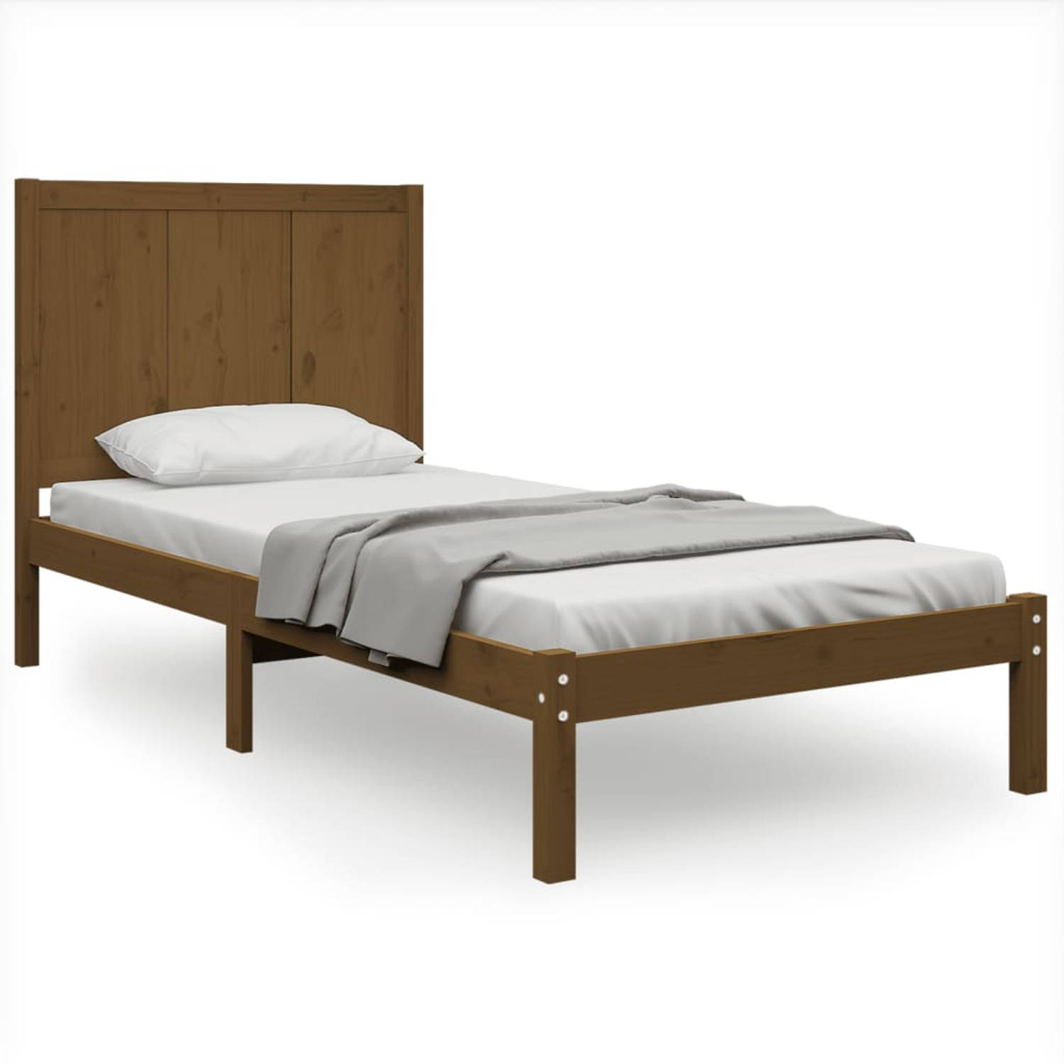 The Living Store Bedframe massief grenenhout honingbruin 90x200 cm - Bedframe - Bedframes - Bed - Bedbodem - Ledikant - Bed Frame - Massief Houten Bedframe - Slaapmeubel - Eenperso