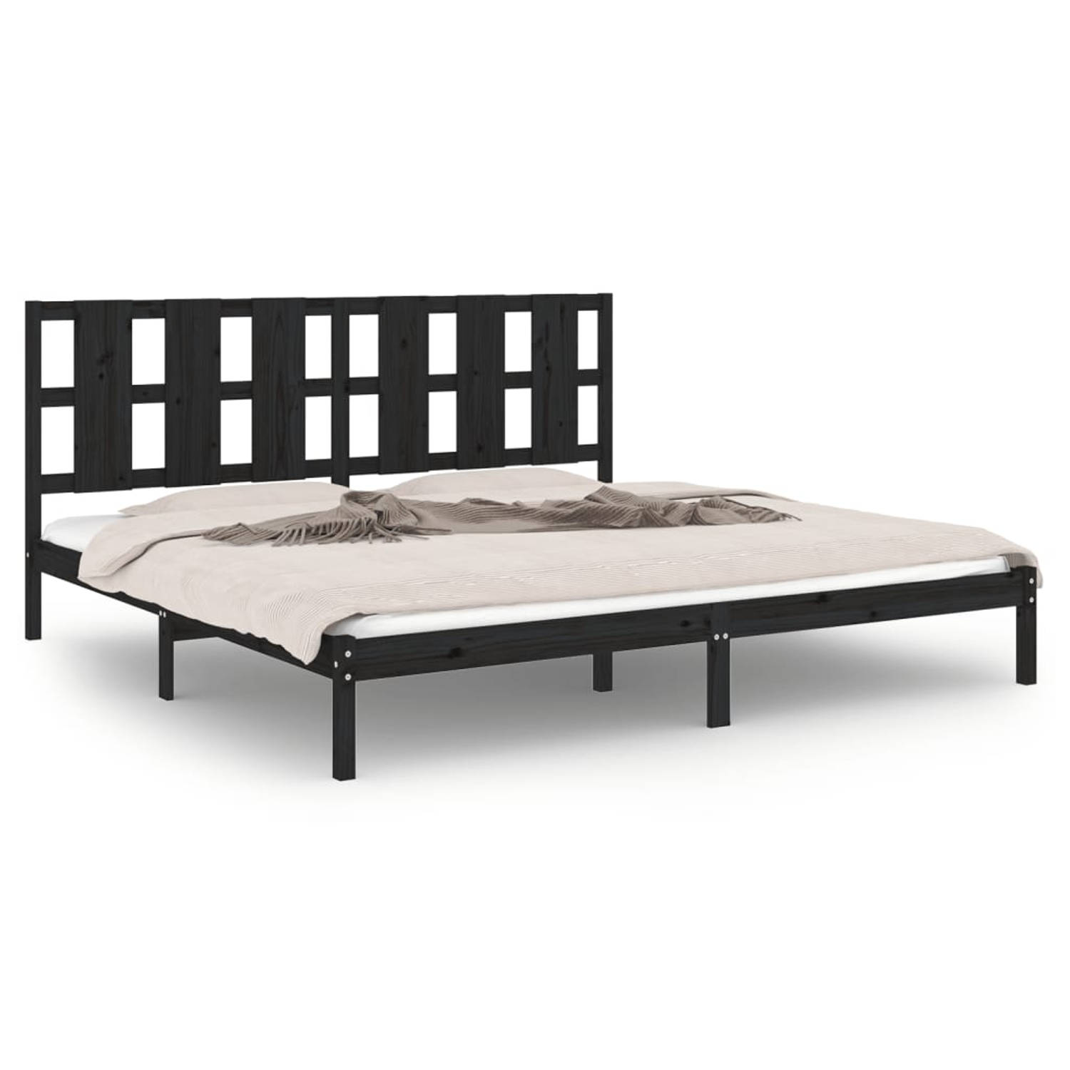 The Living Store Bedframe massief hout zwart 180x200 cm 6FT Super King - Bedframe - Bedframes - Bed - Bedbodem - Ledikant - Bed Frame - Massief Houten Bedframe - Slaapmeubel - Twee