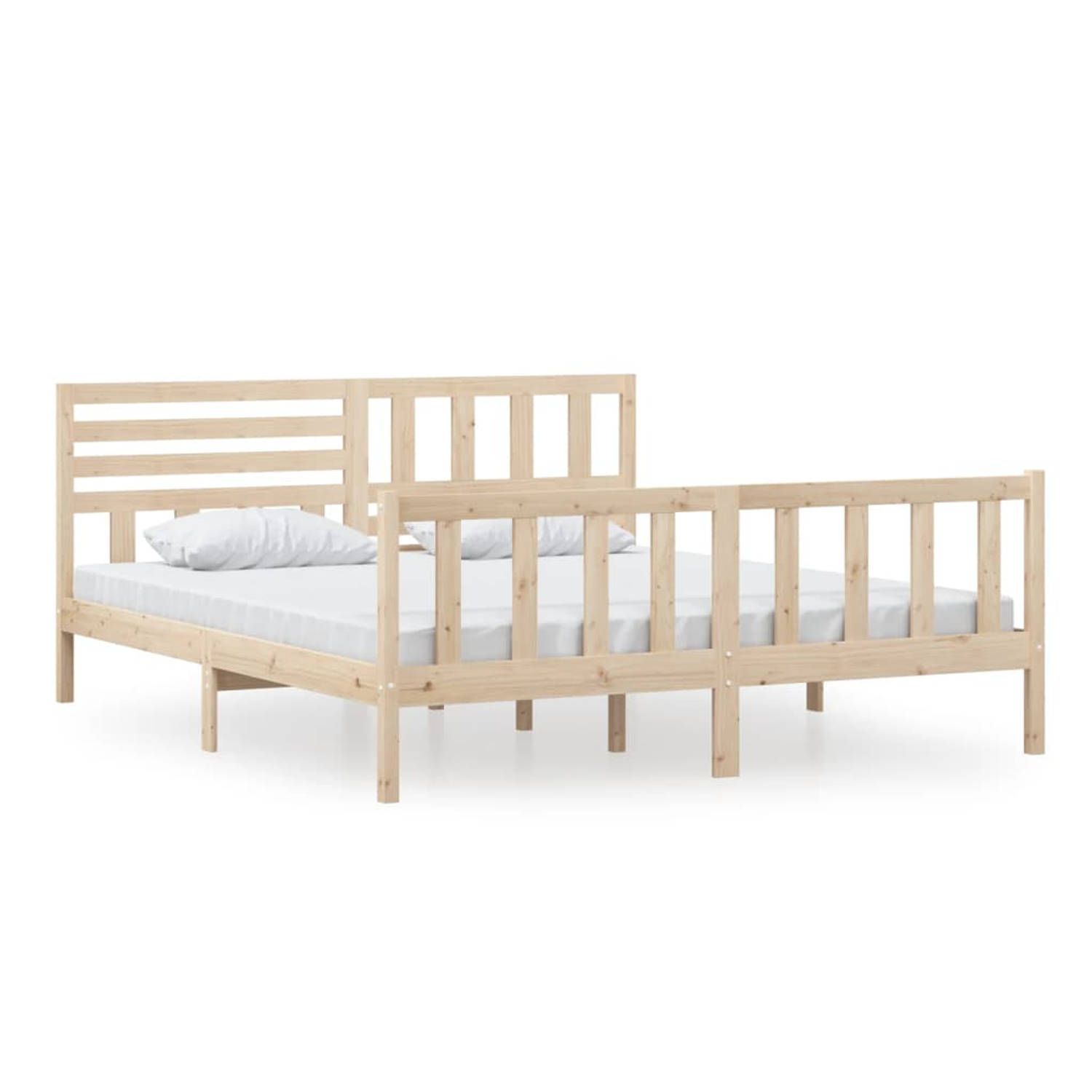 The Living Store Bedframe massief hout 180x200 cm 6FT Super King - Bedframe - Bedframes - Tweepersoonsbed - Bed - Bedombouw - Dubbel Bed - Frame - Bed Frame - Ledikant - Bedframe M