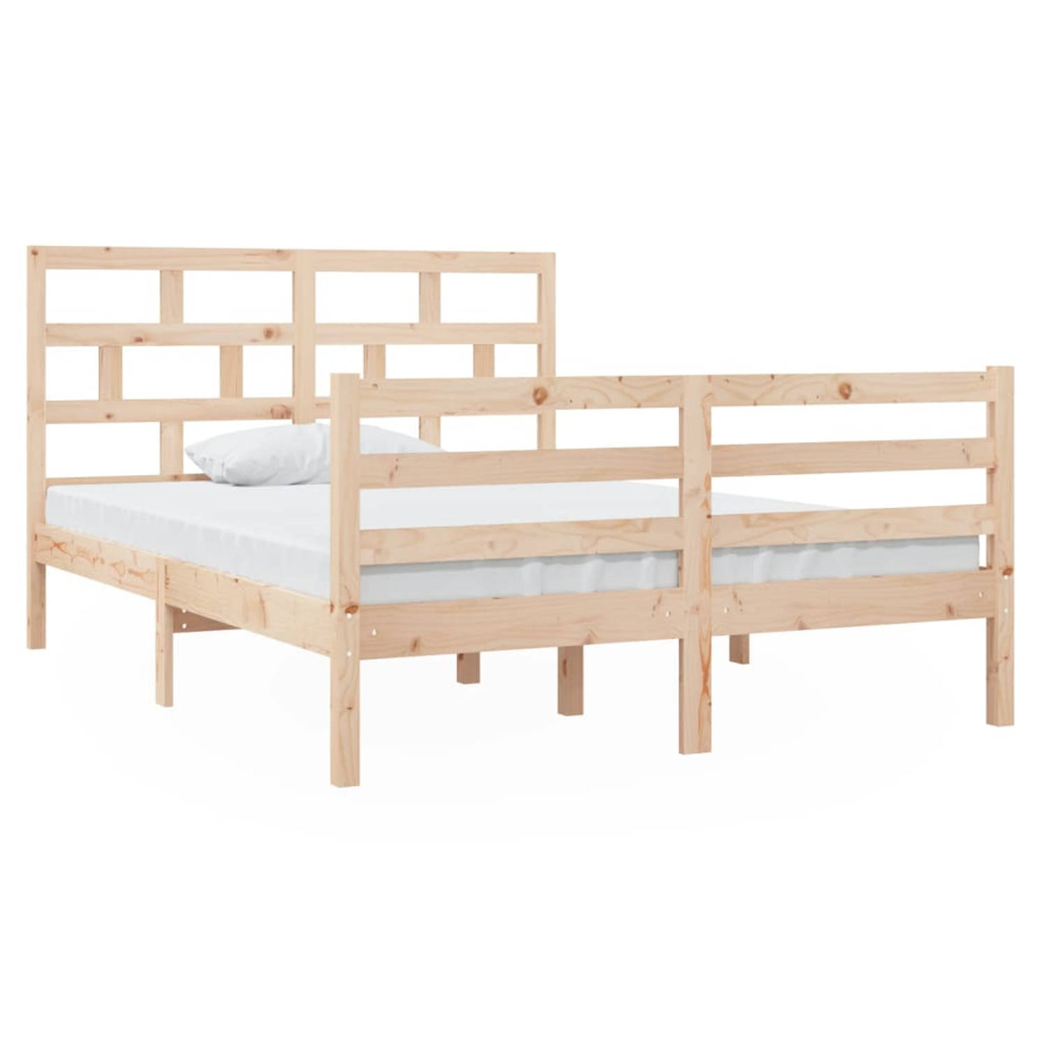 The Living Store Bedframe massief hout 135x190 cm 4FT6 Double - Bedframe - Bedframes - Bed - Bedbodem - Ledikant - Bed Frame - Massief Houten Bedframe - Slaapmeubel - Tweepersoonsb