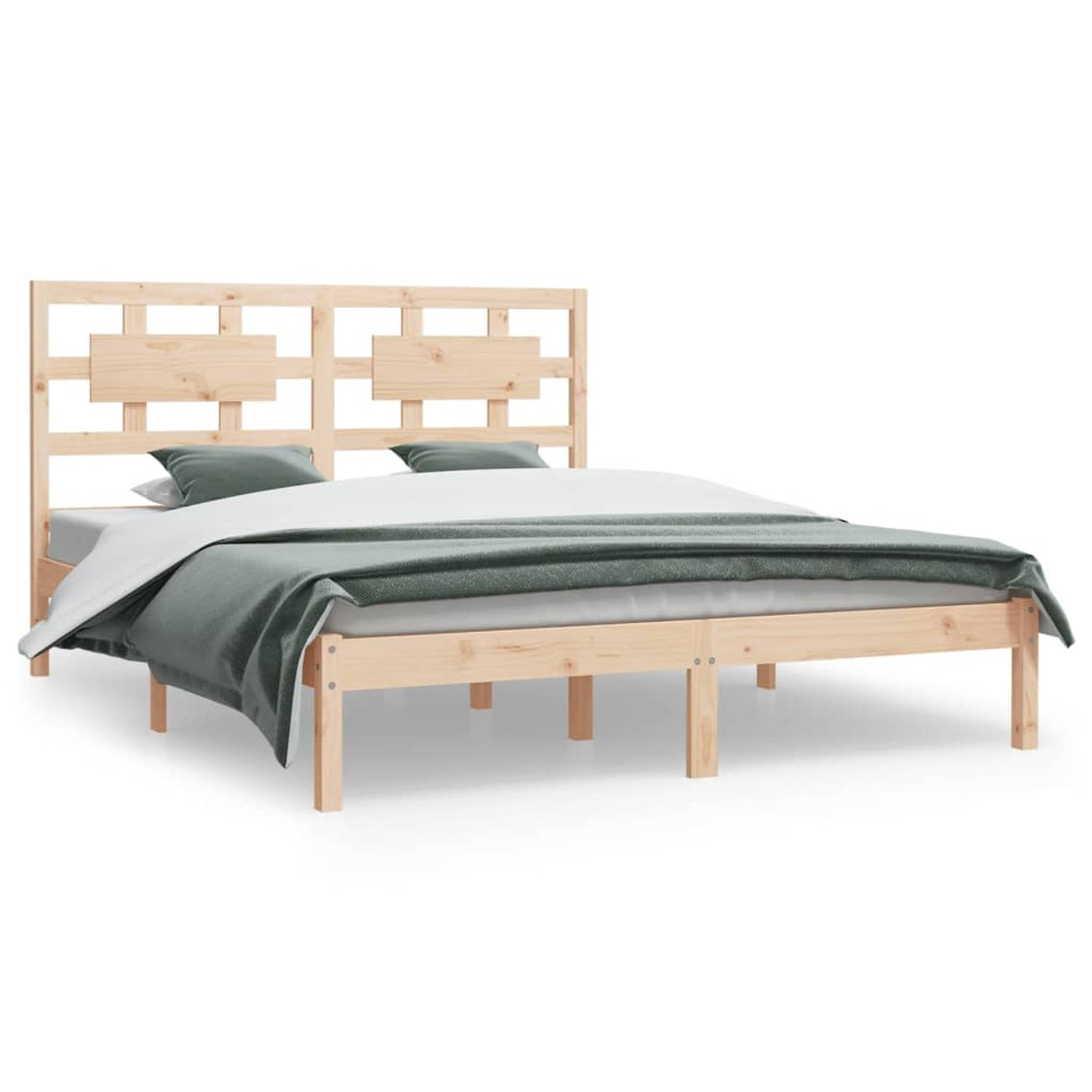 The Living Store Bedframe massief grenenhout 120x200 cm - Bedframe - Bedframes - Tweepersoonsbed - Bed - Bedombouw - Dubbel Bed - Frame - Bed Frame - Ledikant - Houten Bedframe - T