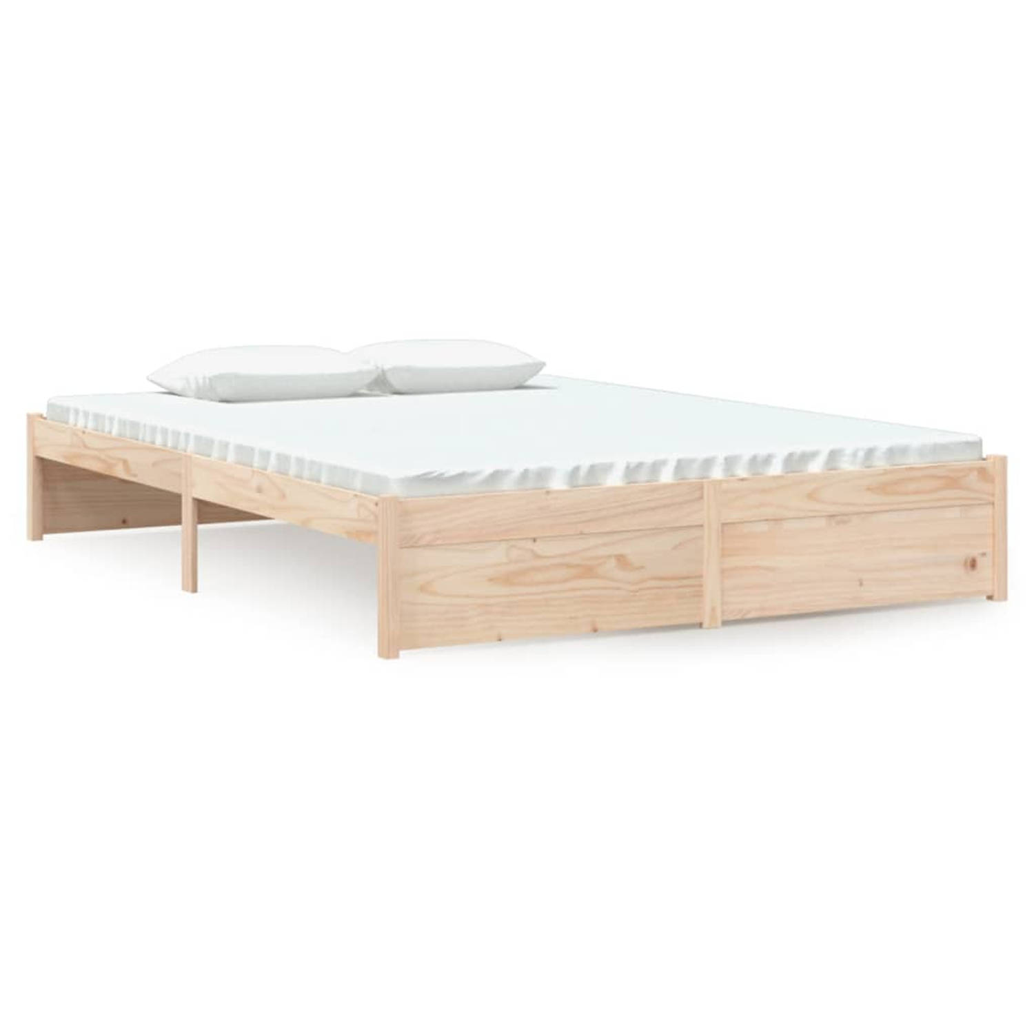 The Living Store Bedframe massief grenenhout 135x190 cm 4FT6 Double - Bedframe - Bedframes - Tweepersoonsbedframe - Bedbodem - Bed - Houten Bedje - Ledikant - Houten Ledikant - Twe