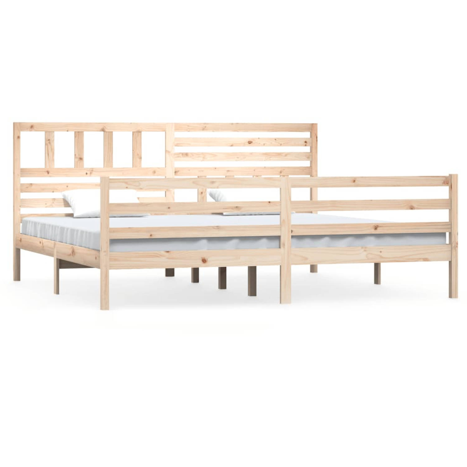 The Living Store Bedframe massief hout 200x200 cm - Bedframe - Bedframes - Tweepersoonsbed - Bed - Bedombouw - Dubbel Bed - Frame - Bed Frame - Ledikant - Bedframe Met Hoofdeinde -