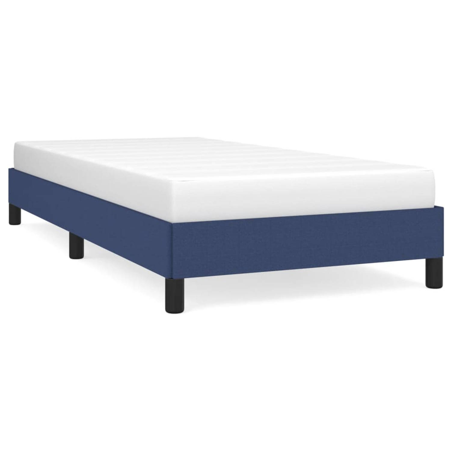 The Living Store Bedframe stof blauw 90x200 cm - Bedframe - Bedframes - Slaapmeubel - Bedbodem - Ledikant - Eenpersoonsbed - Slaapmeubels - Slaapmeubelen - Slaapmeubilair - Bedbode