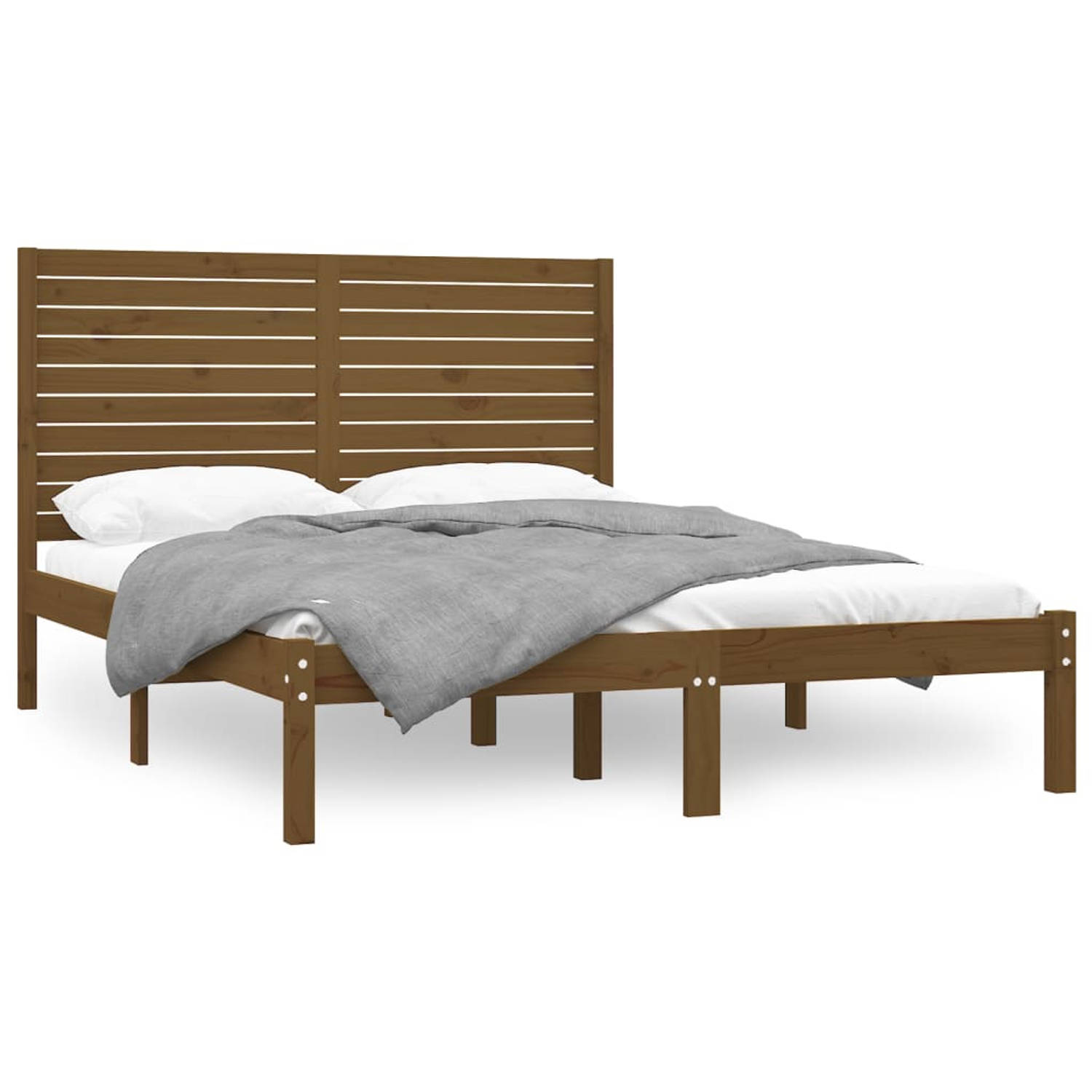 The Living Store Bedframe massief hout honingbruin 140x200 cm - Bedframe - Bedframes - Tweepersoonsbed - Bed - Bedombouw - Dubbel Bed - Frame - Bed Frame - Ledikant - Bedframe Met